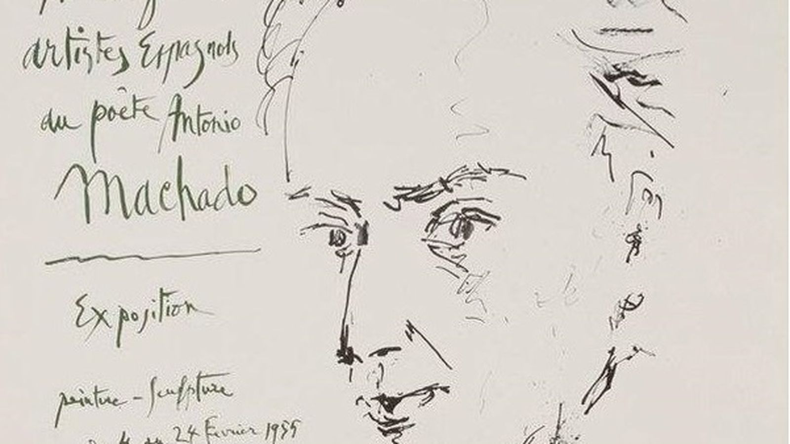 Retrato de Picasso en la cubierta del "Hommage des artistes espagnols au poète Machado" (1955).