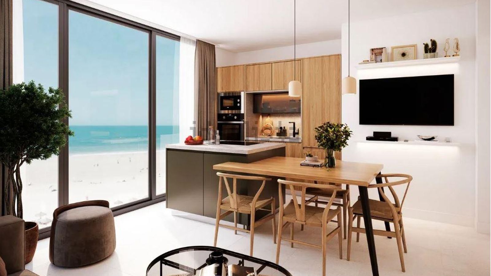 Otro modelo de salón con cocina incorporada