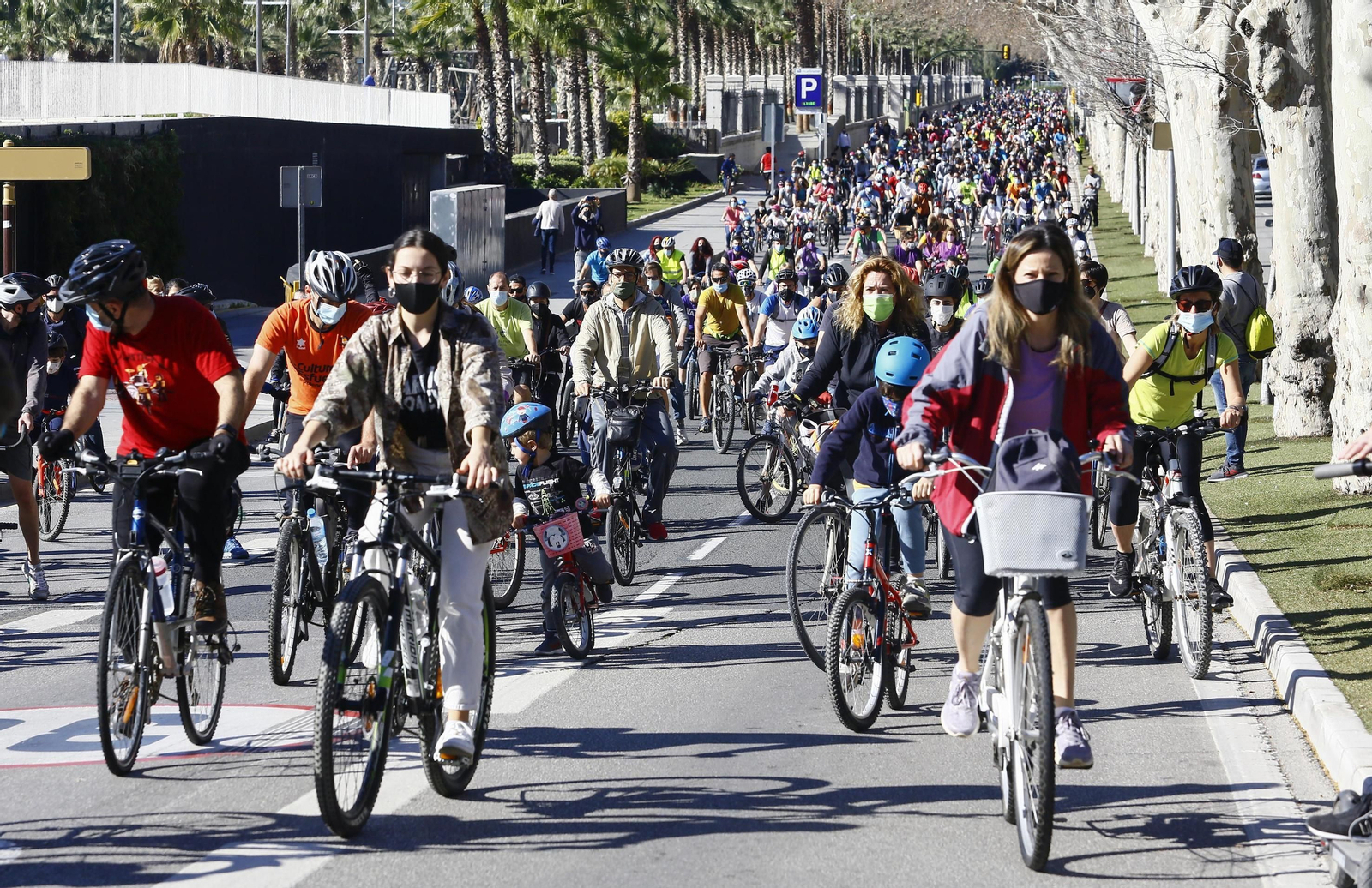 Fotos de la marcha de cientos de bicis en Málaga