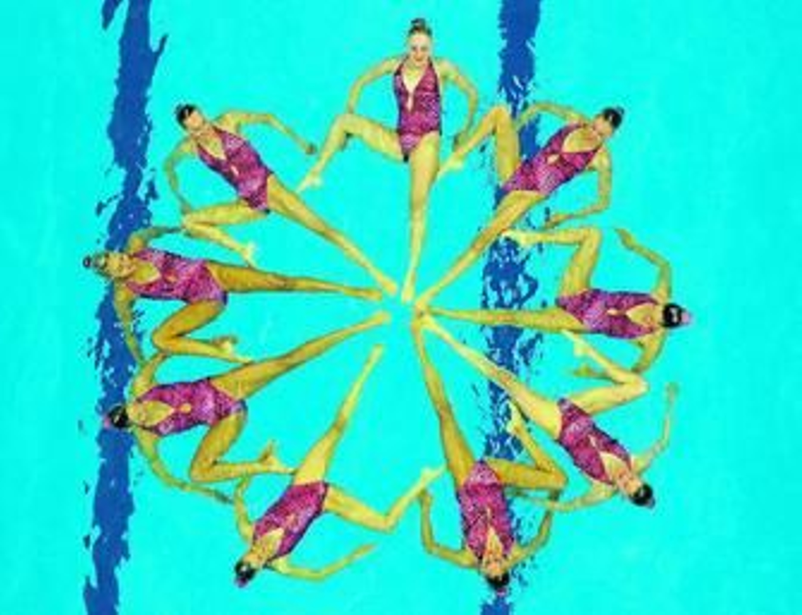 El equipo español de natación sincronizada, durante la prueba de combo artístico disputada ayer.