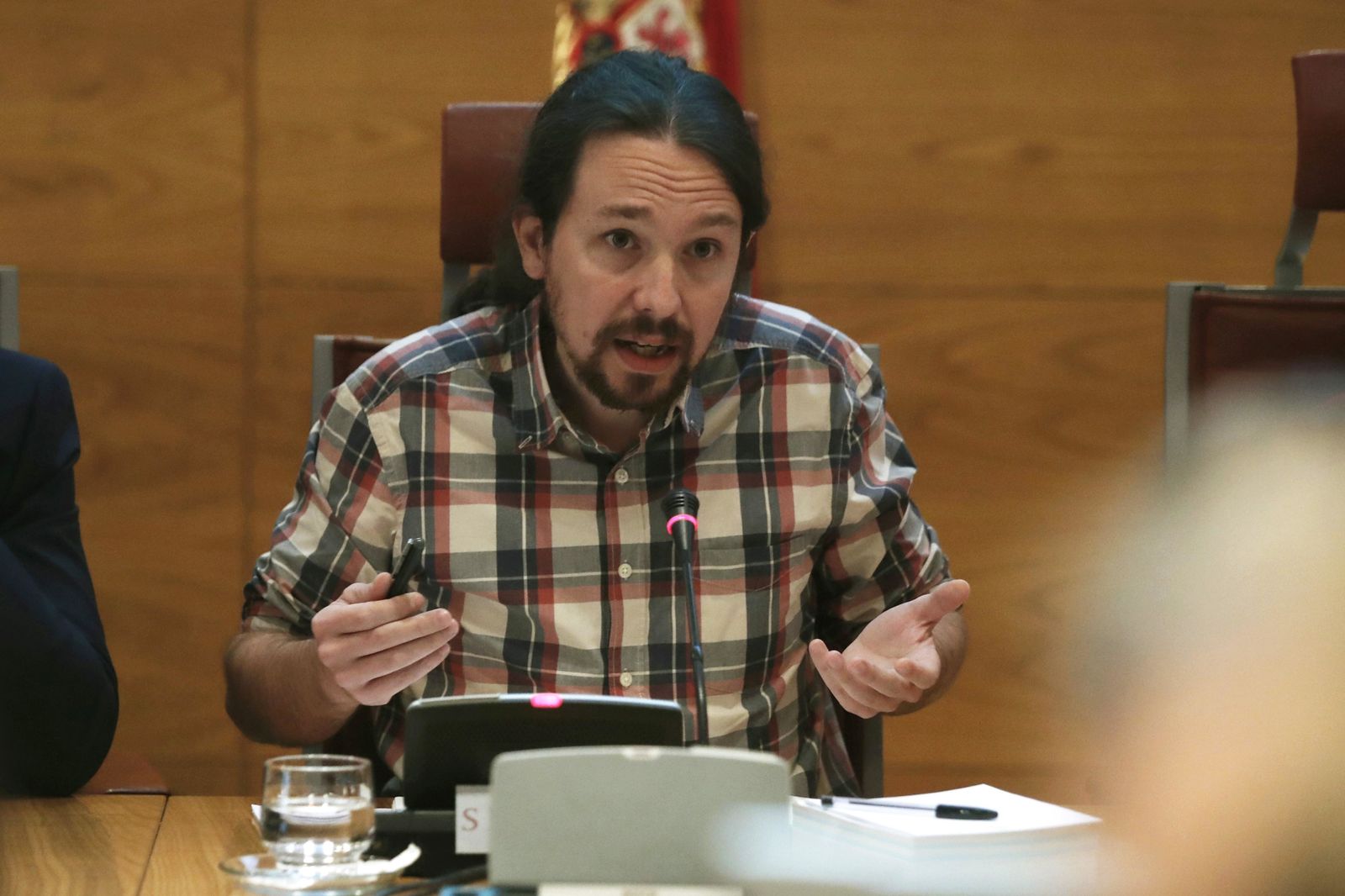 Pablo Iglesias, durante su comparecencia este jueves en la comisión de investigación sobre la financiación de los partidos políticos en el Senado.