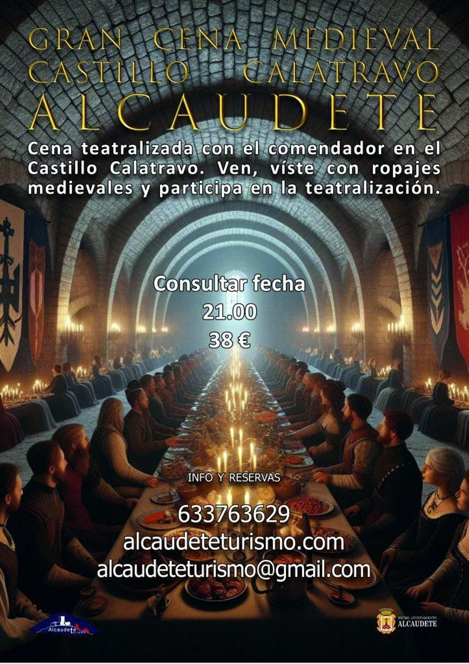 Alcaudete Turismo trae otra oportunidad para disfrutar de sus famosas cenas medievales teatralizadas.
