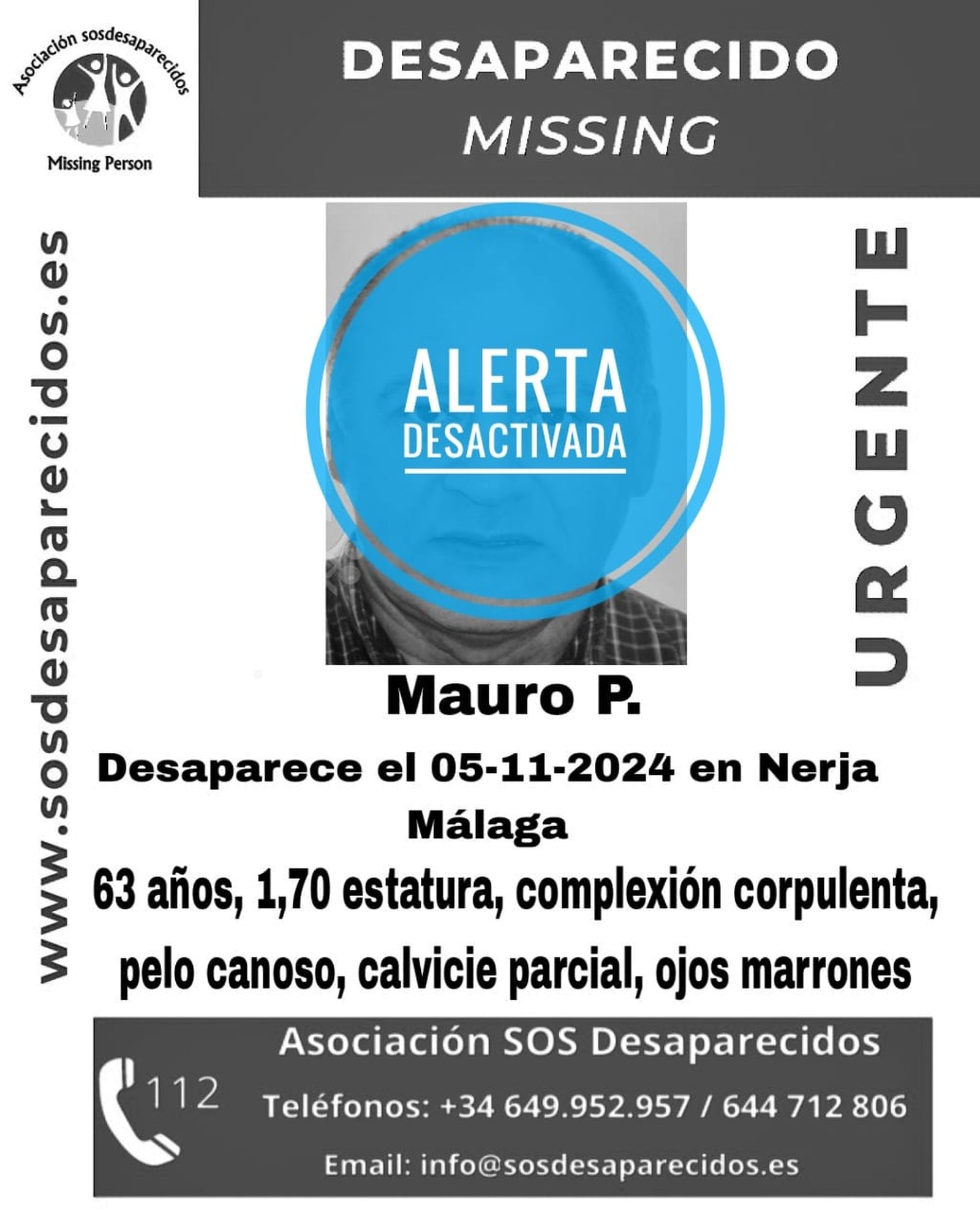 Encontrado con vida el vecino desaparecido de Nerja