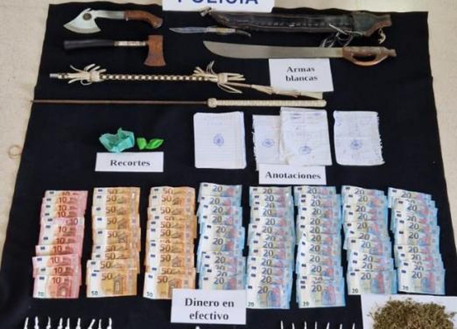 Elementos intervenidos en la operación.