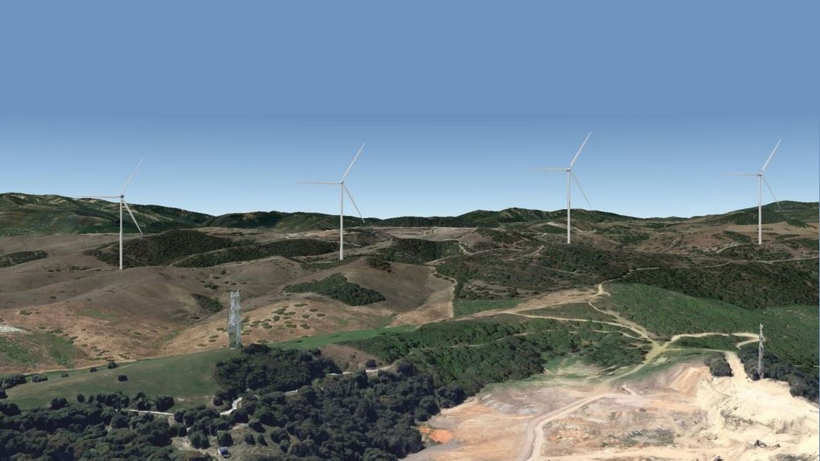 Recreación del parque eólico El Patrón, en Los Barrios.