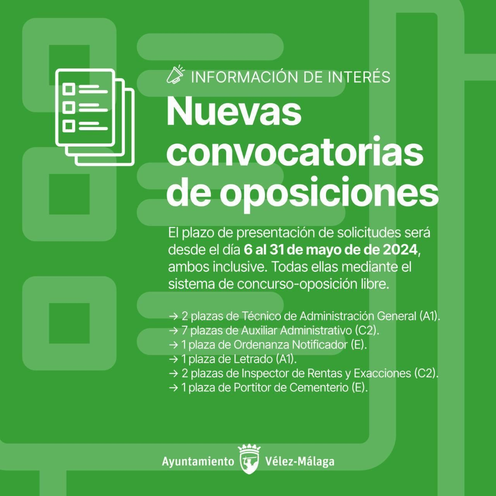 Cartel informativo de las nuevas oposiciones municipales