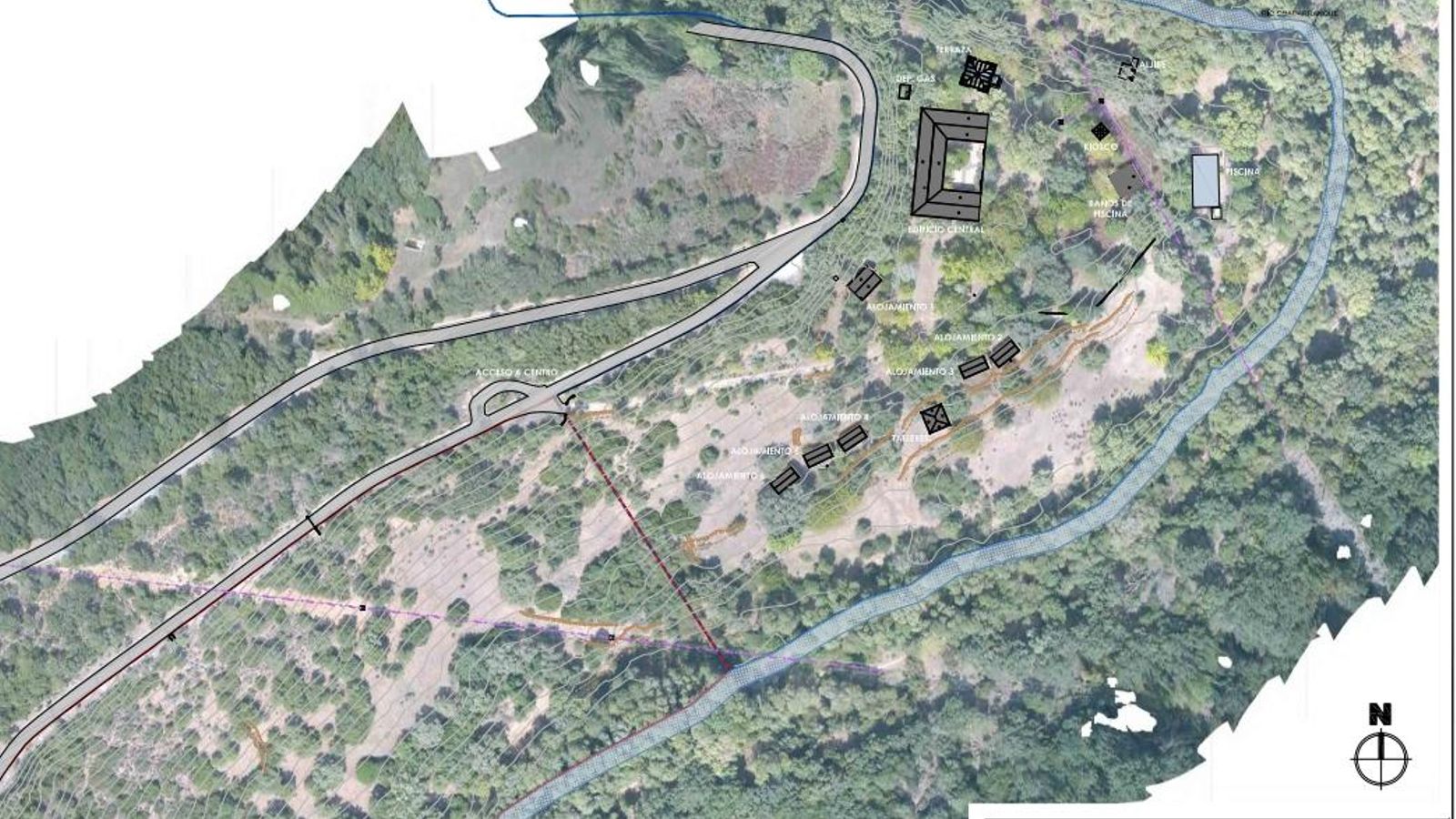 Un plano del lugar, dentro del Parque Natural de Los Alcornocales.