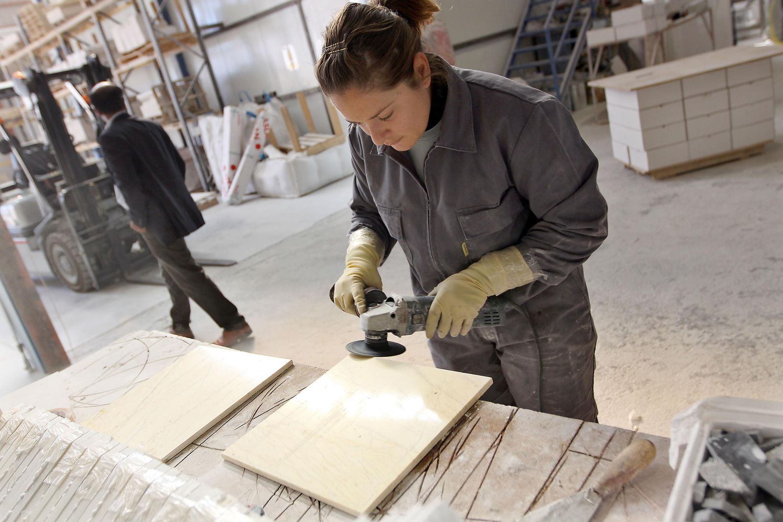 Trabajadores de la piedra natural.