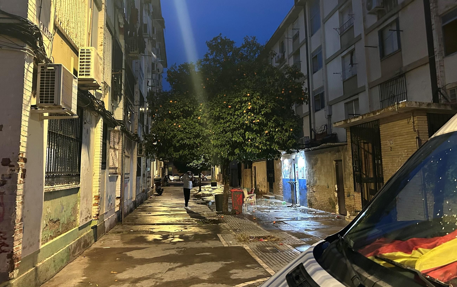 La calle Cráter, en la que fue abandonado el bebé.