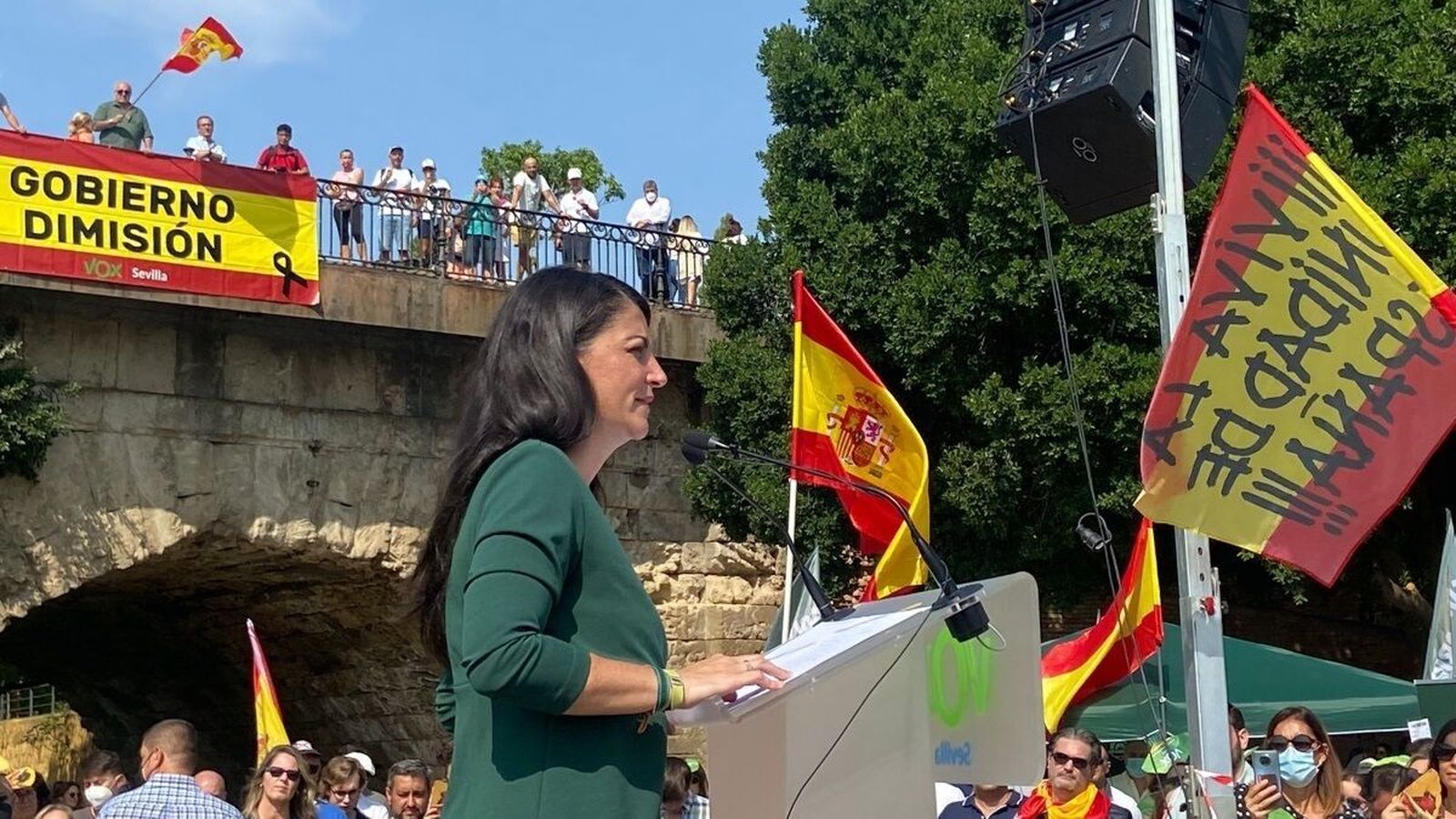 Macarena Olona (VOX), en su acto alternativo del 28-F en Sevilla.