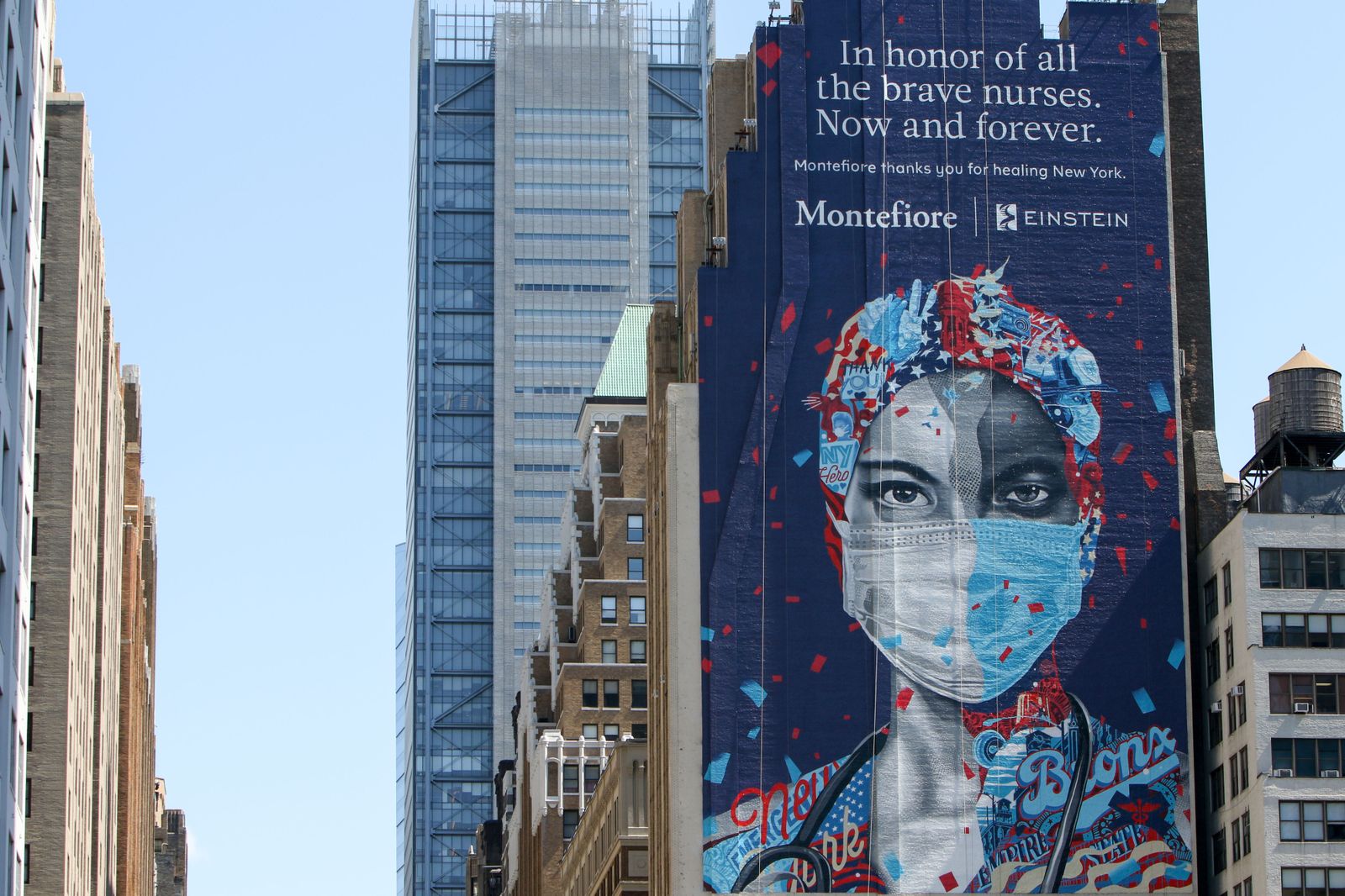 Mural en Nueva York en homenaje a los enfermeros.