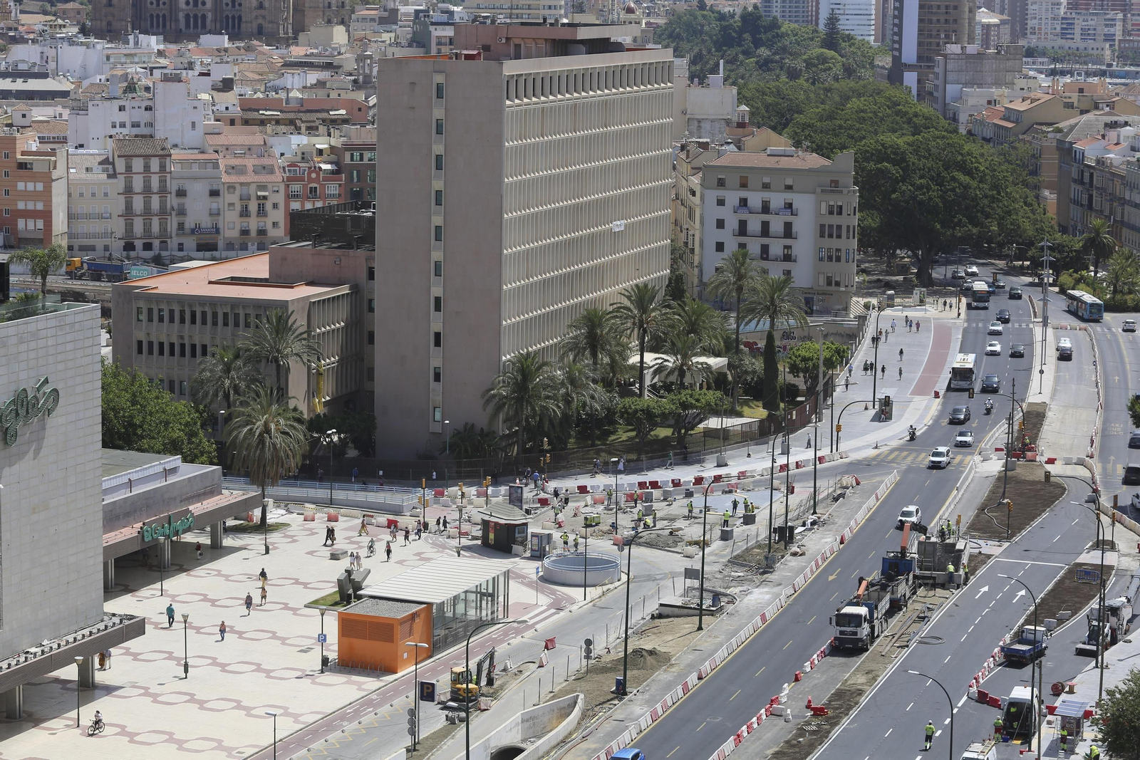 Fotos de la reurbanización del Metro de Málaga, a vista de pájaro.