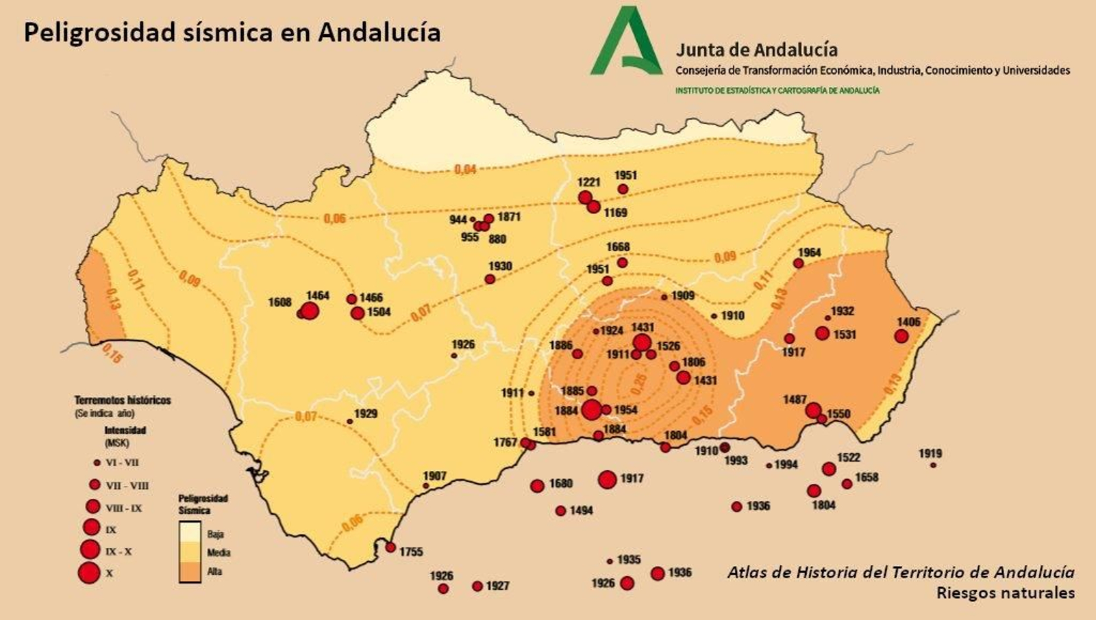 Mapa sísmico del IECA.