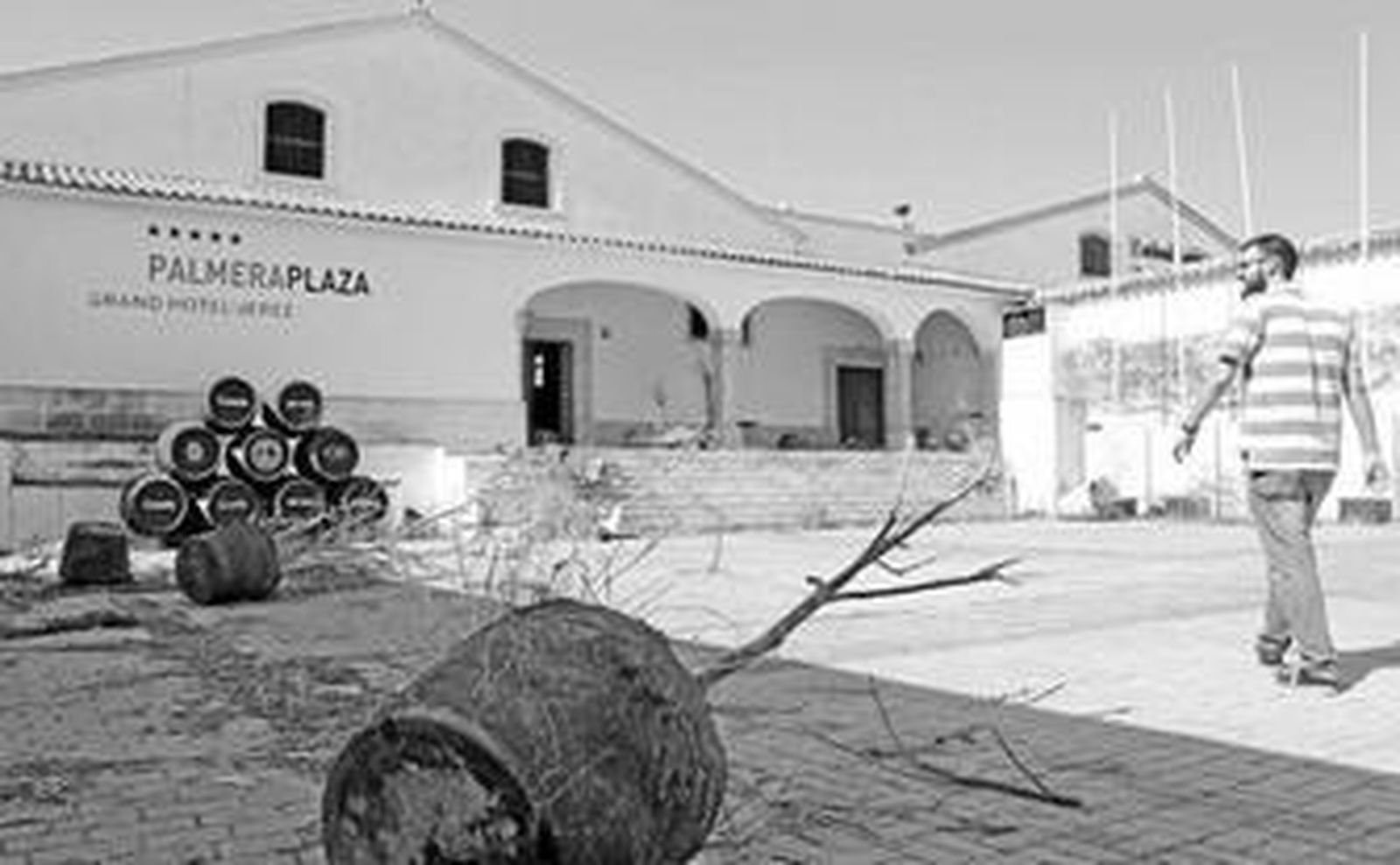 Aspecto actual de la entrada del Palmera Plaza.