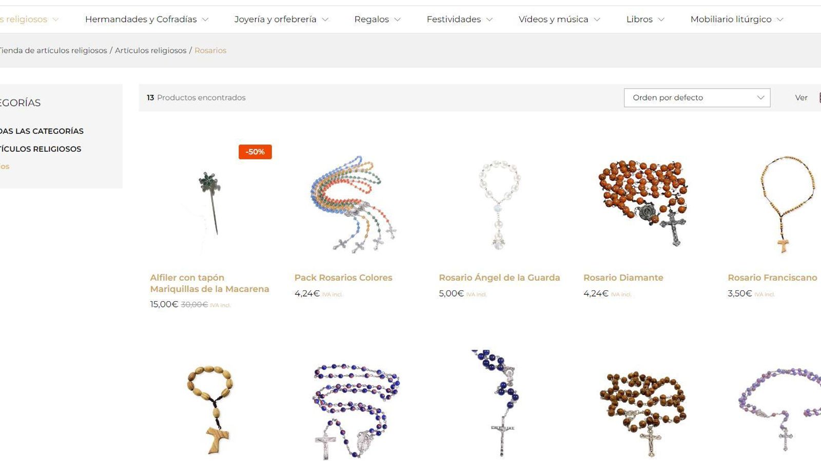 Amplio catálogo de rosarios