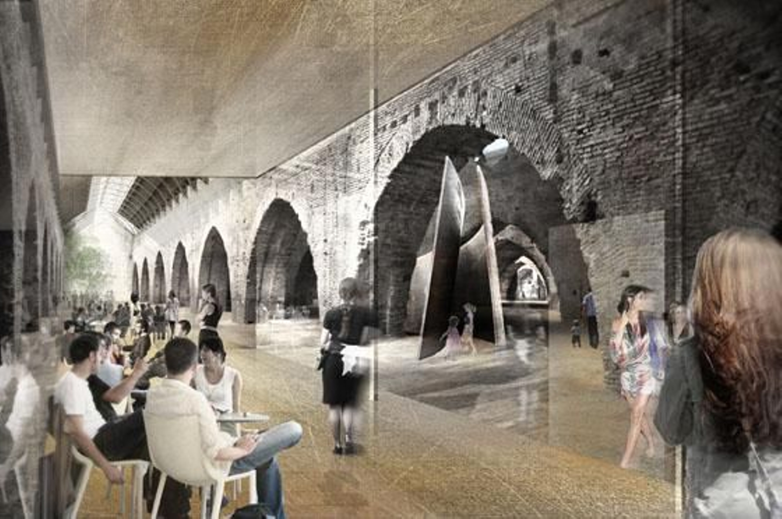 Recreación virtual de la cafetería del CaixaFórum Sevilla. / La Caixa