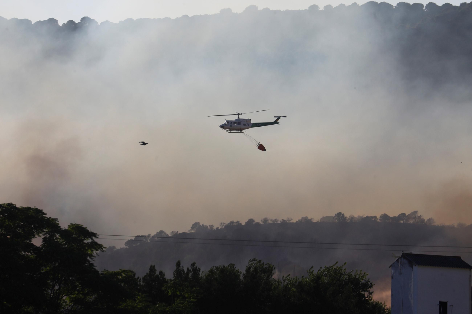Un avión del Infoca trabaja en un incendio en Córdoba.