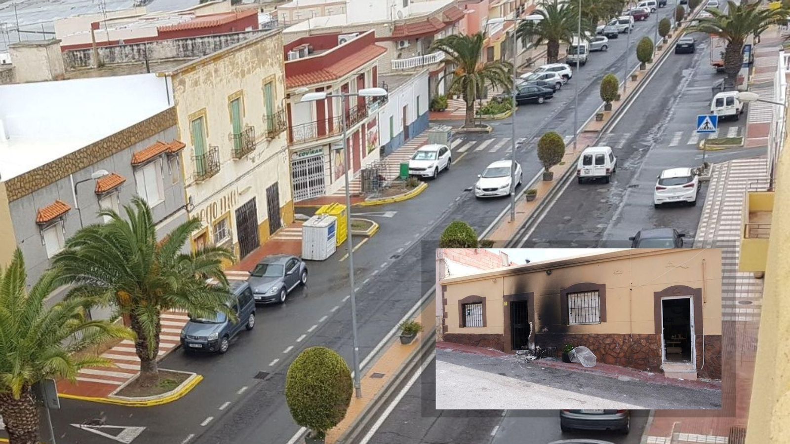 Bulevar de Puente del Río. En el recuadro, casas destrozadas por los enfrentamientos.