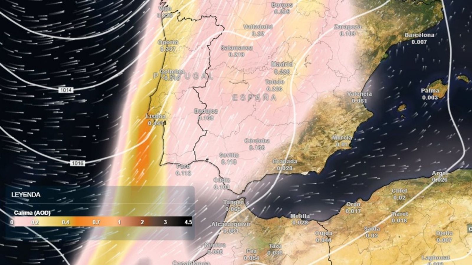 El polvo en suspensión dejará cielos turbios en esta primera parte de la semana en la Península y Canarias. Previsión de calima para el miércoles, 25 de febrero.