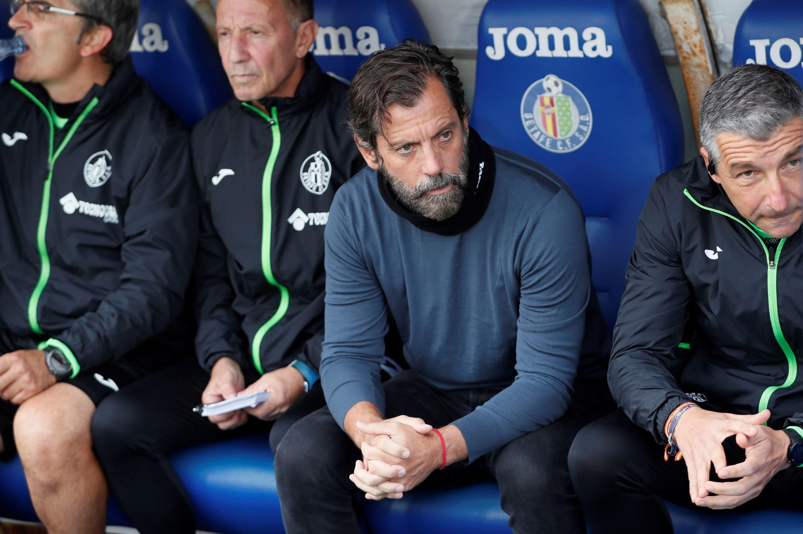 Quique Flores, en el banquillo del Getafe.