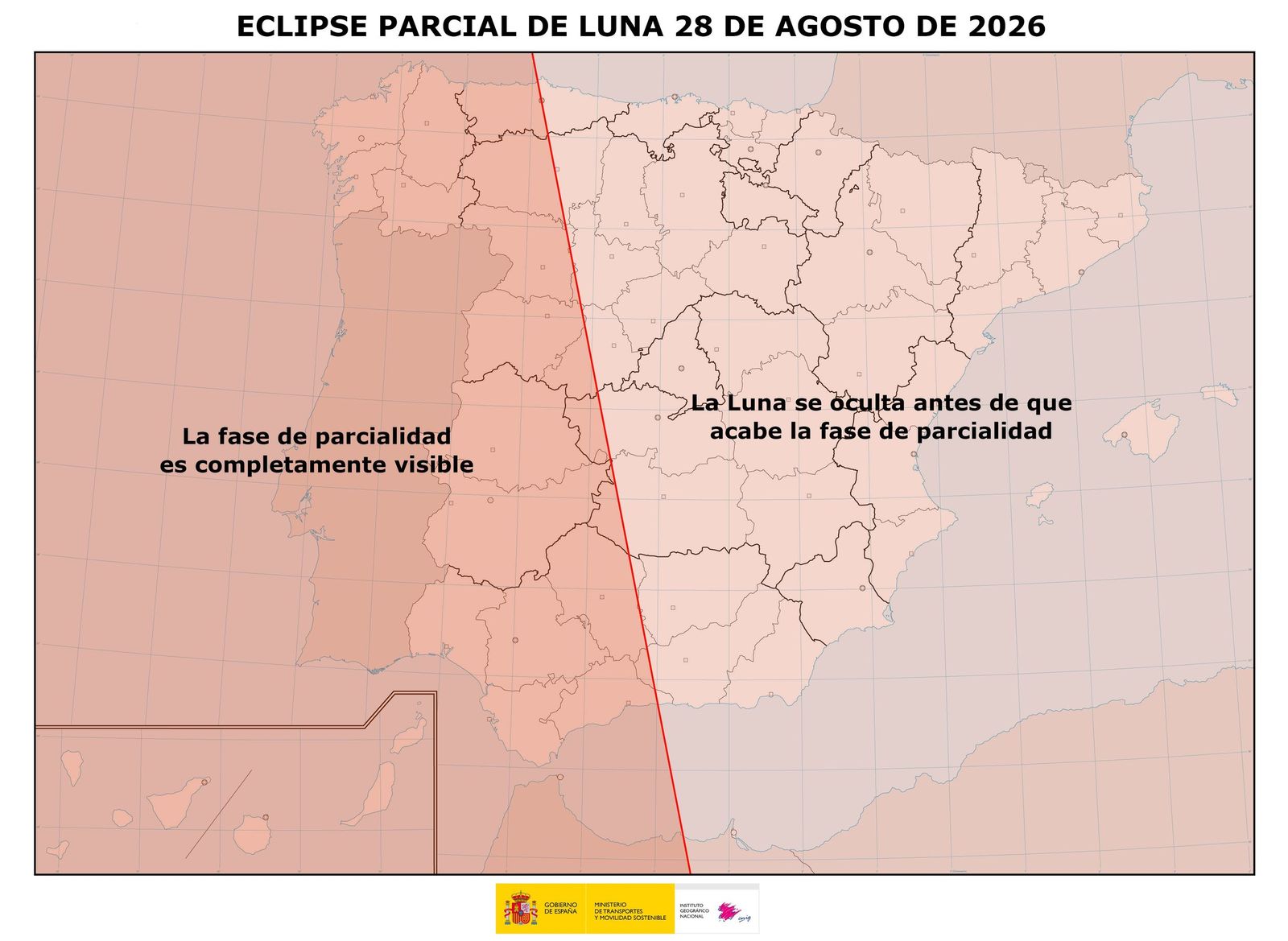 Mapa del eclipse parcial de luna del 28 de agosto.