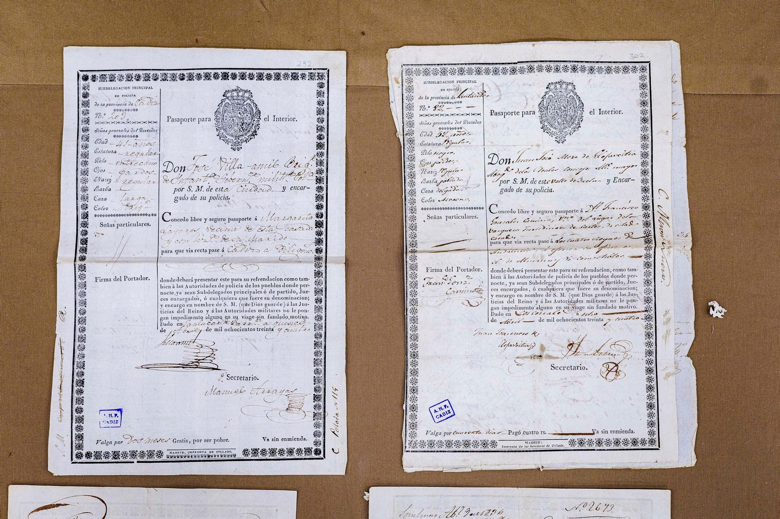 Pasaportes del s. XIX.