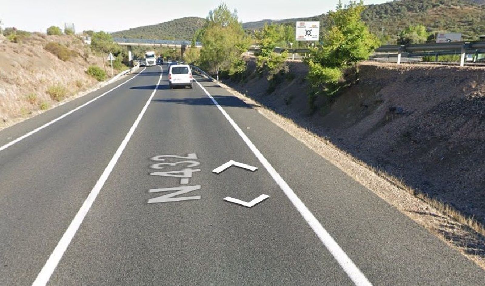 Carretera N-432 en la que ha tenido lugar el accidente.