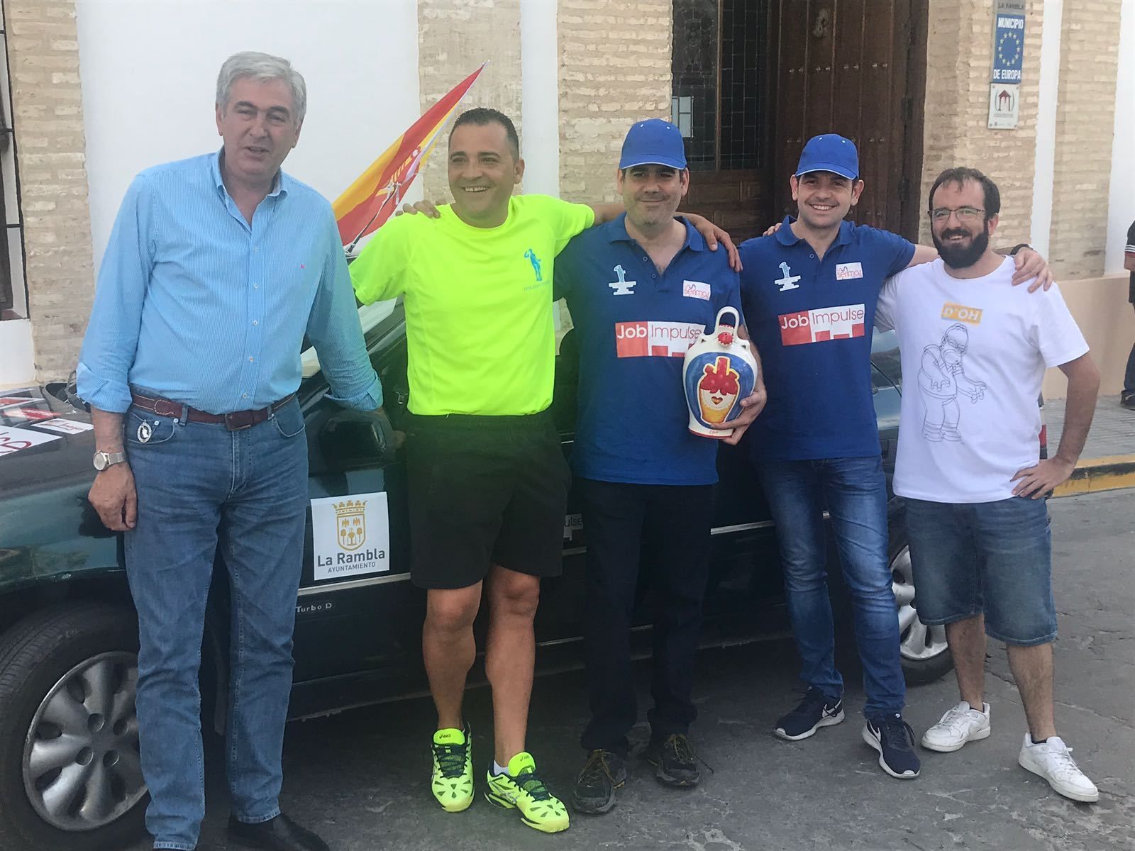 Alfonso Osuna, un patrocinador, Juan Ruz y Enrique Ruz y el edil de Rafael Espejo, ayer en el Ayuntamiento.