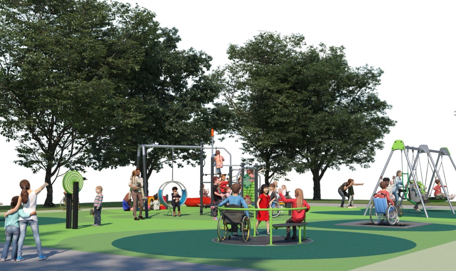 Render de la zona infantil proyectada para el parque de Los Periodistas.