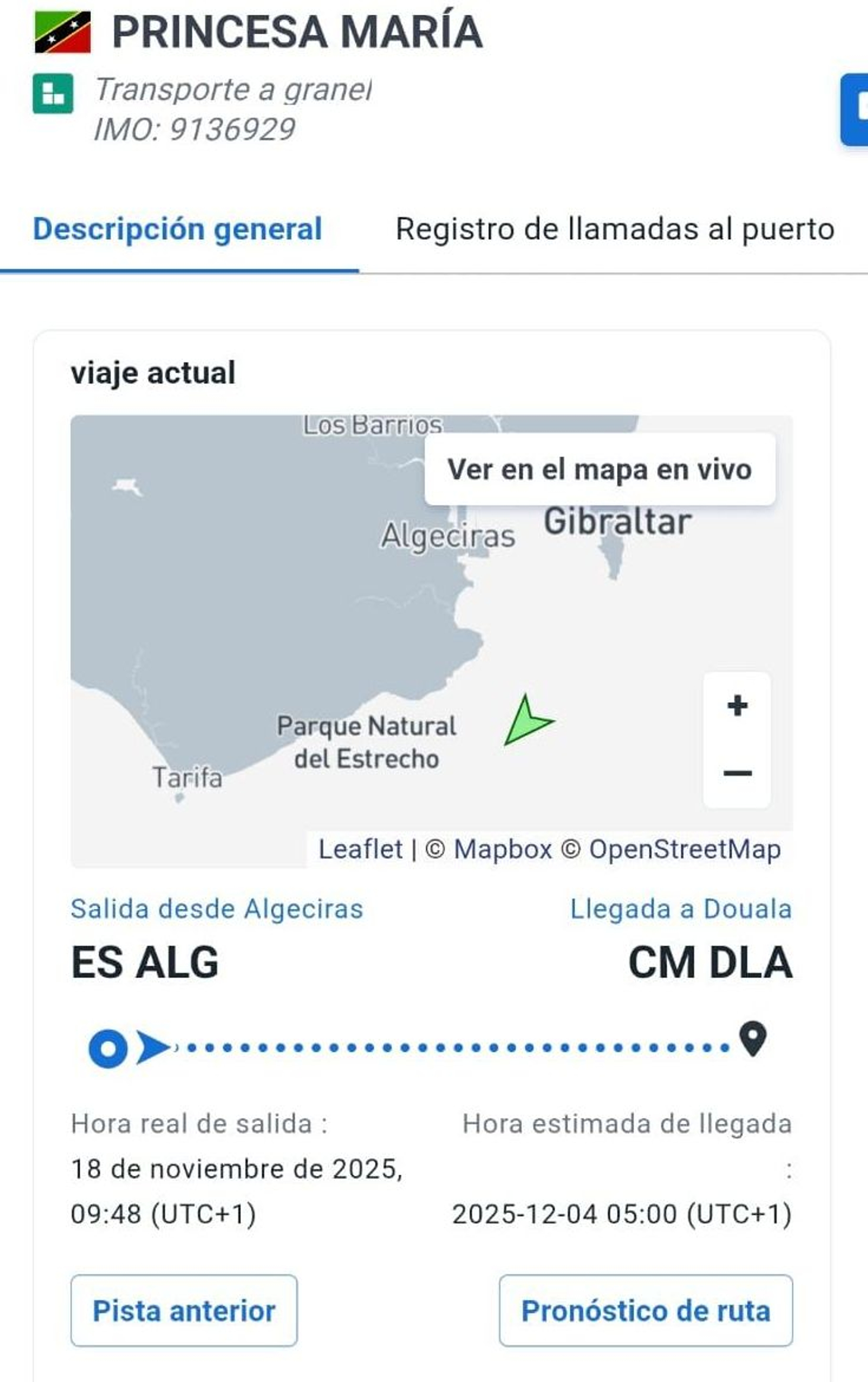 La salida del 'Princess María' de la Bahía de Algeciras.