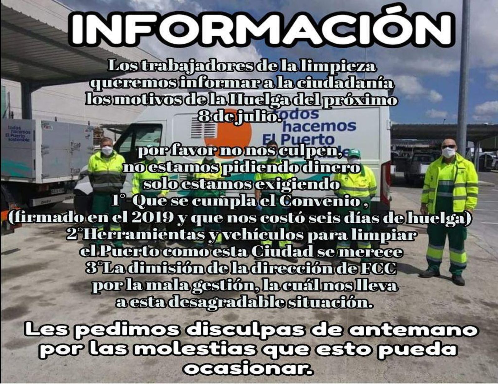 Carteles que están repartiendo estos días los trabajadores por toda la ciudad.