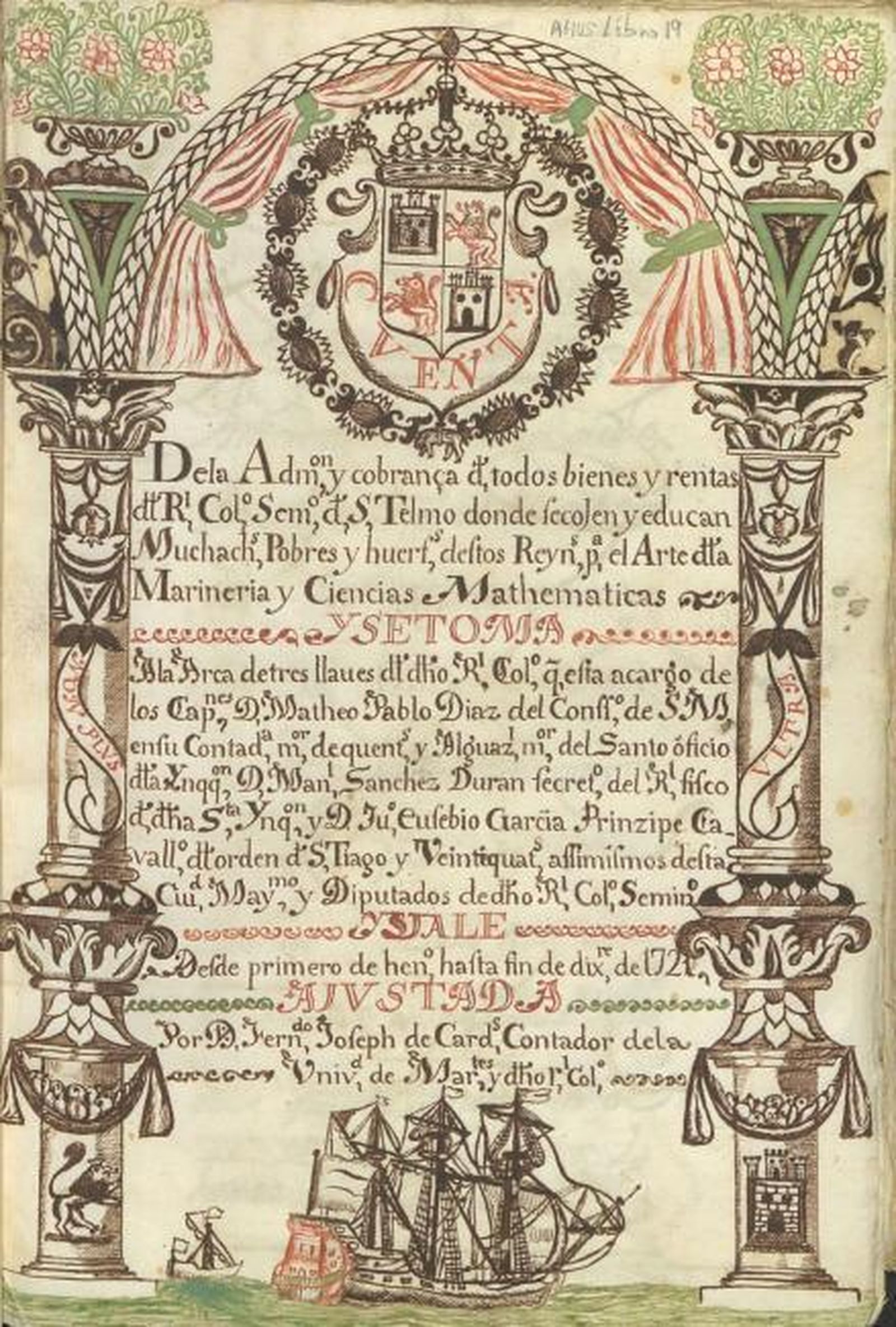 Imagen digitalizada de la serie de Libros de cuentas del fondo del Real Colegio Seminario de San Telmo de Sevilla.
