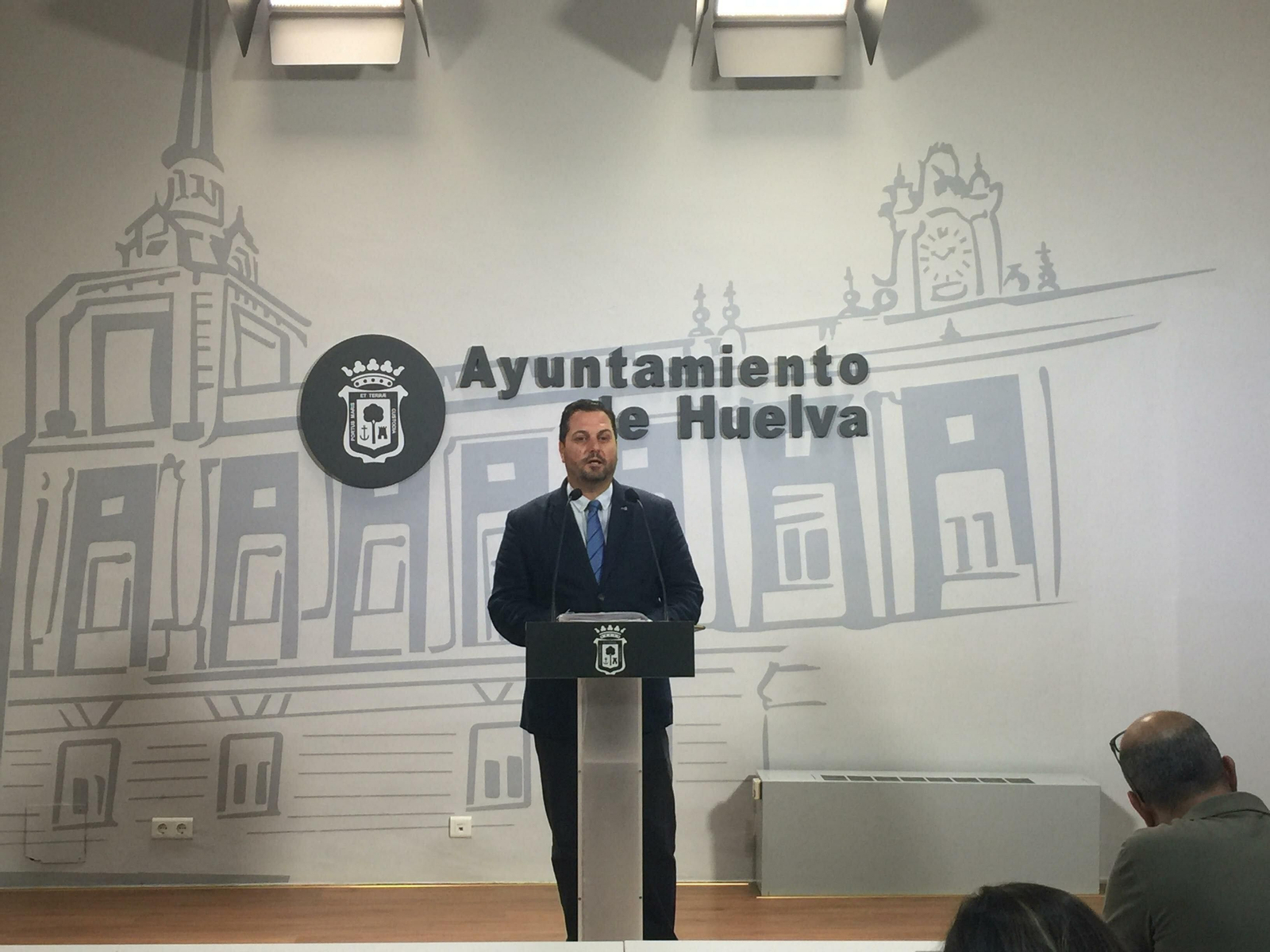 El portavoz popular, Jaime Pérez Guerrero, en la sala de prensa del Ayuntamiento.