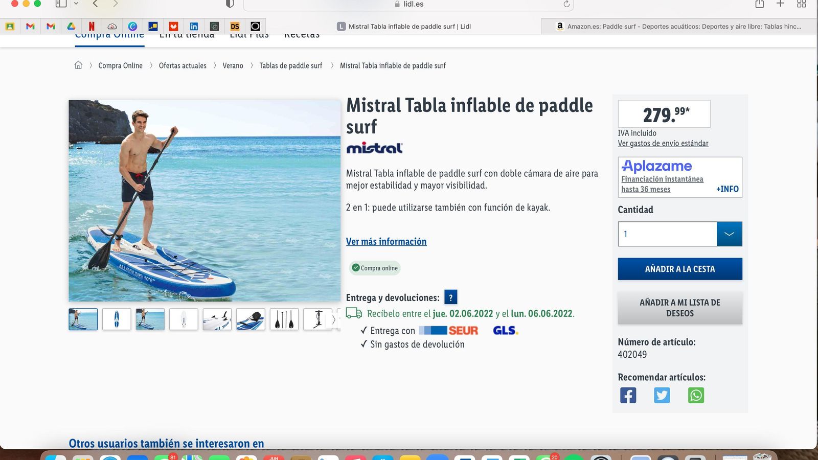 Tabla inflable de paddle surf