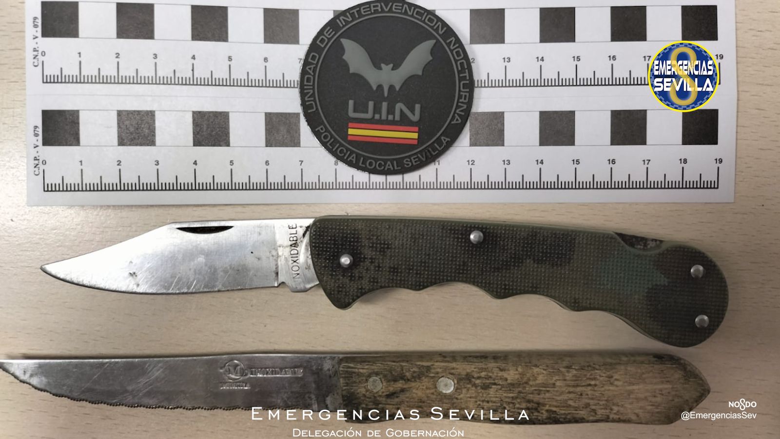 Cuchillos intervenidos por la Policía Local de Sevilla.