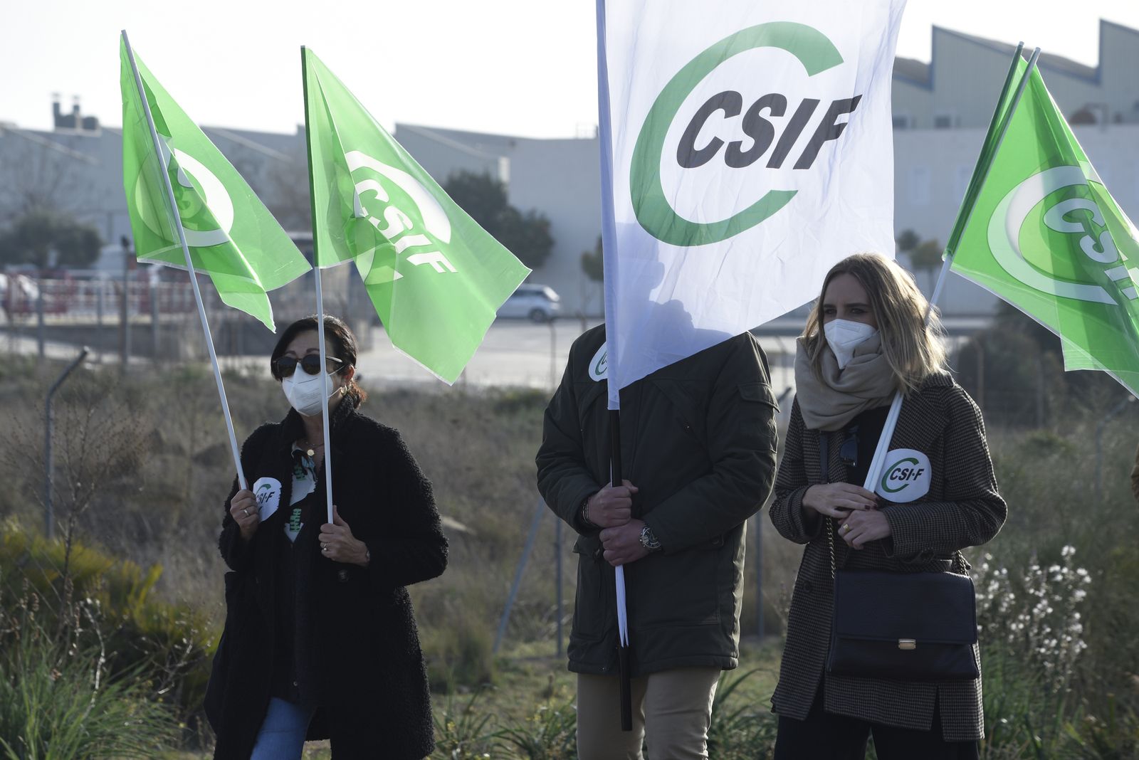 La concentración de trabajadores de la Factoría de Santa Barbara, en imágenes