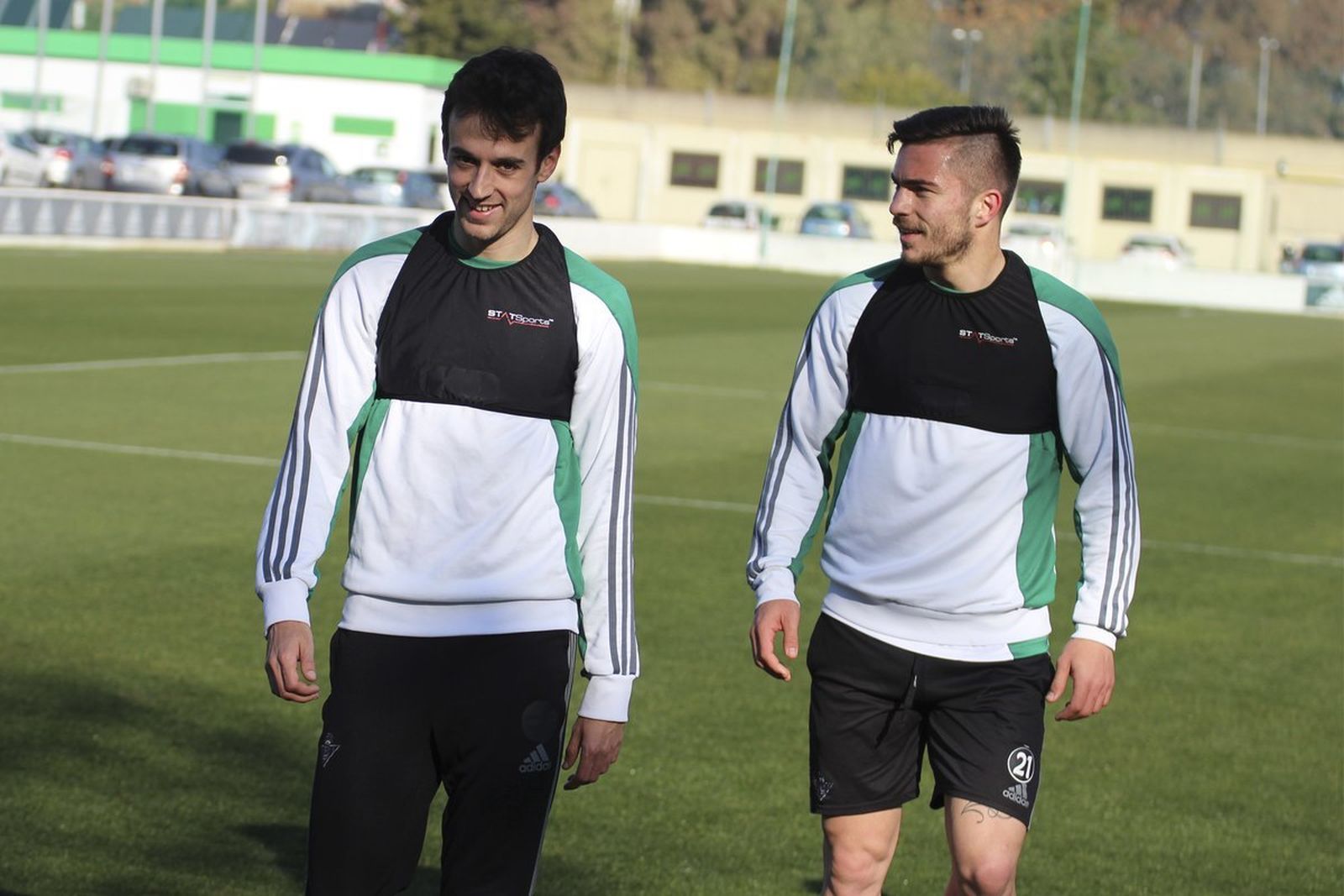 Rubén Pardo y Alin Tosca, en el entrenamiento en la ciudad deportiva.