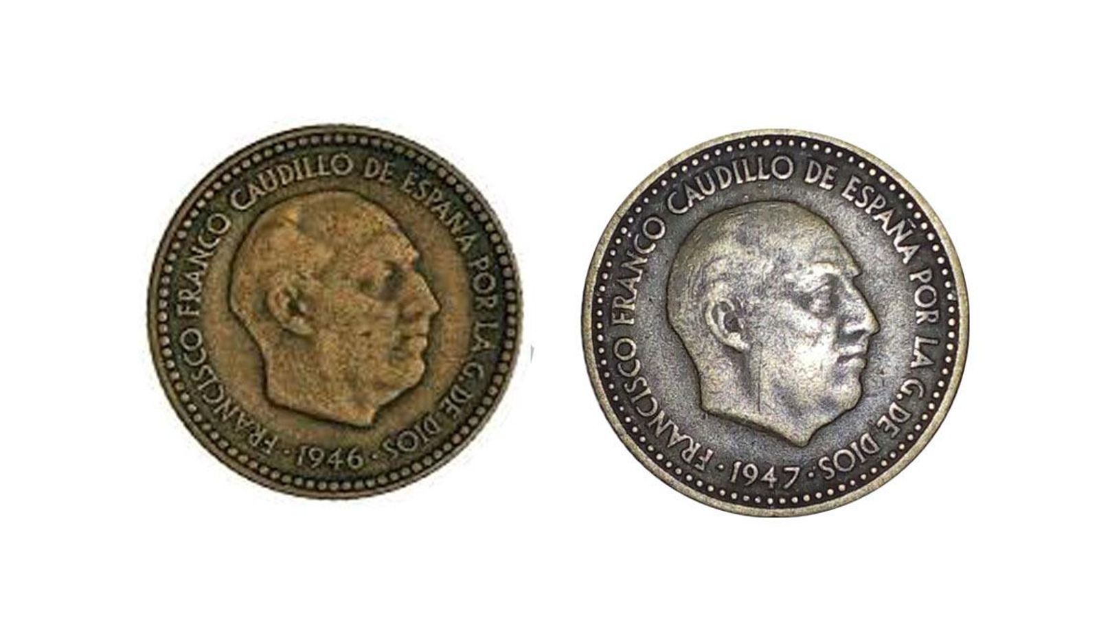 La moneda del 46 y el 47 de una peseta