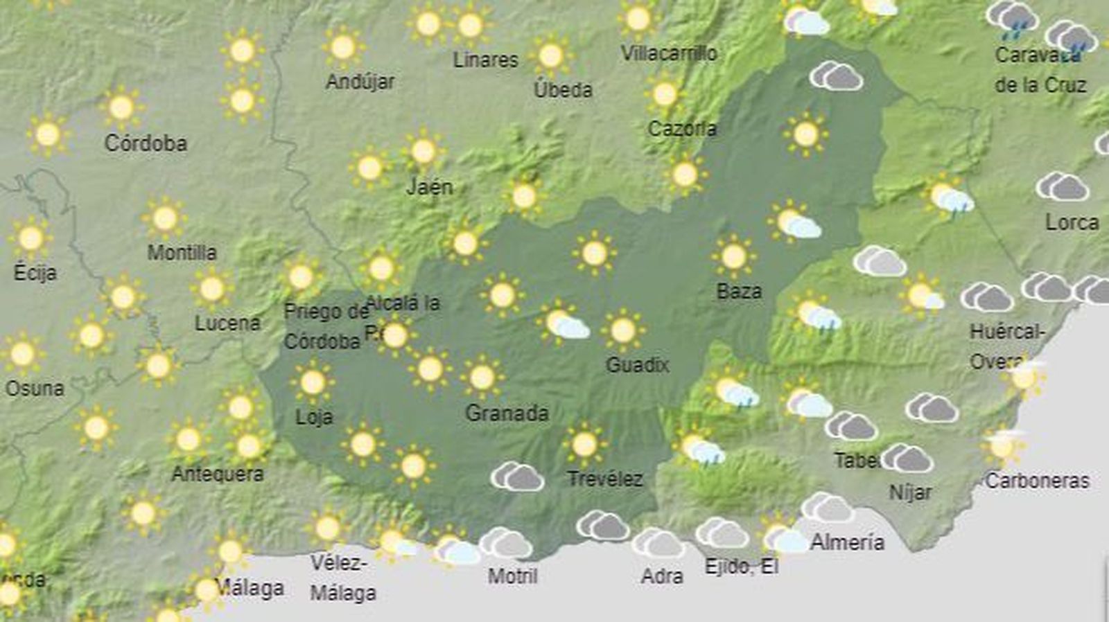 El Tiempo en Granada el 14 de agosto de 2024