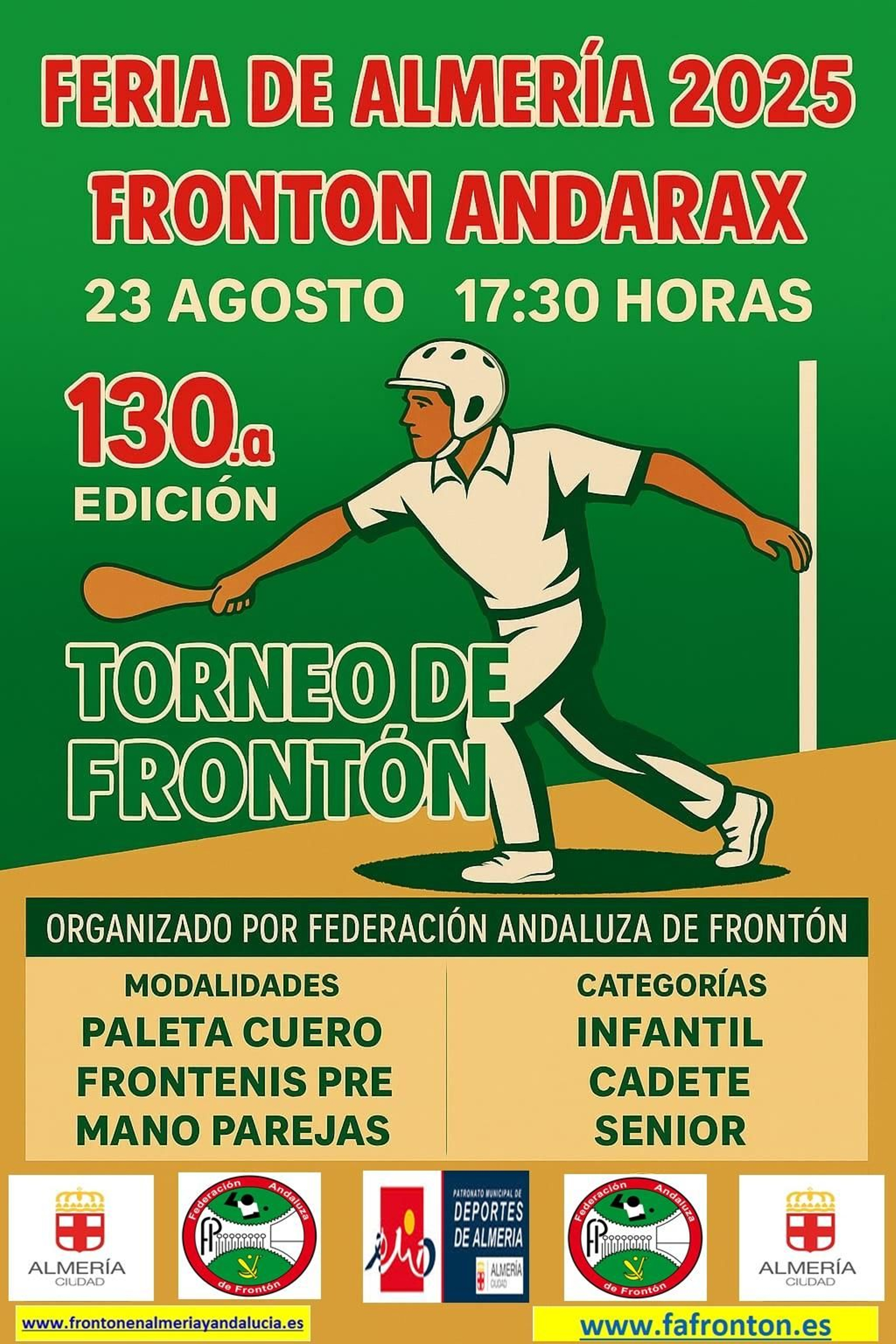 Cartel oficial de esta nueva cita que se celebrará en el Frontón Andarax.