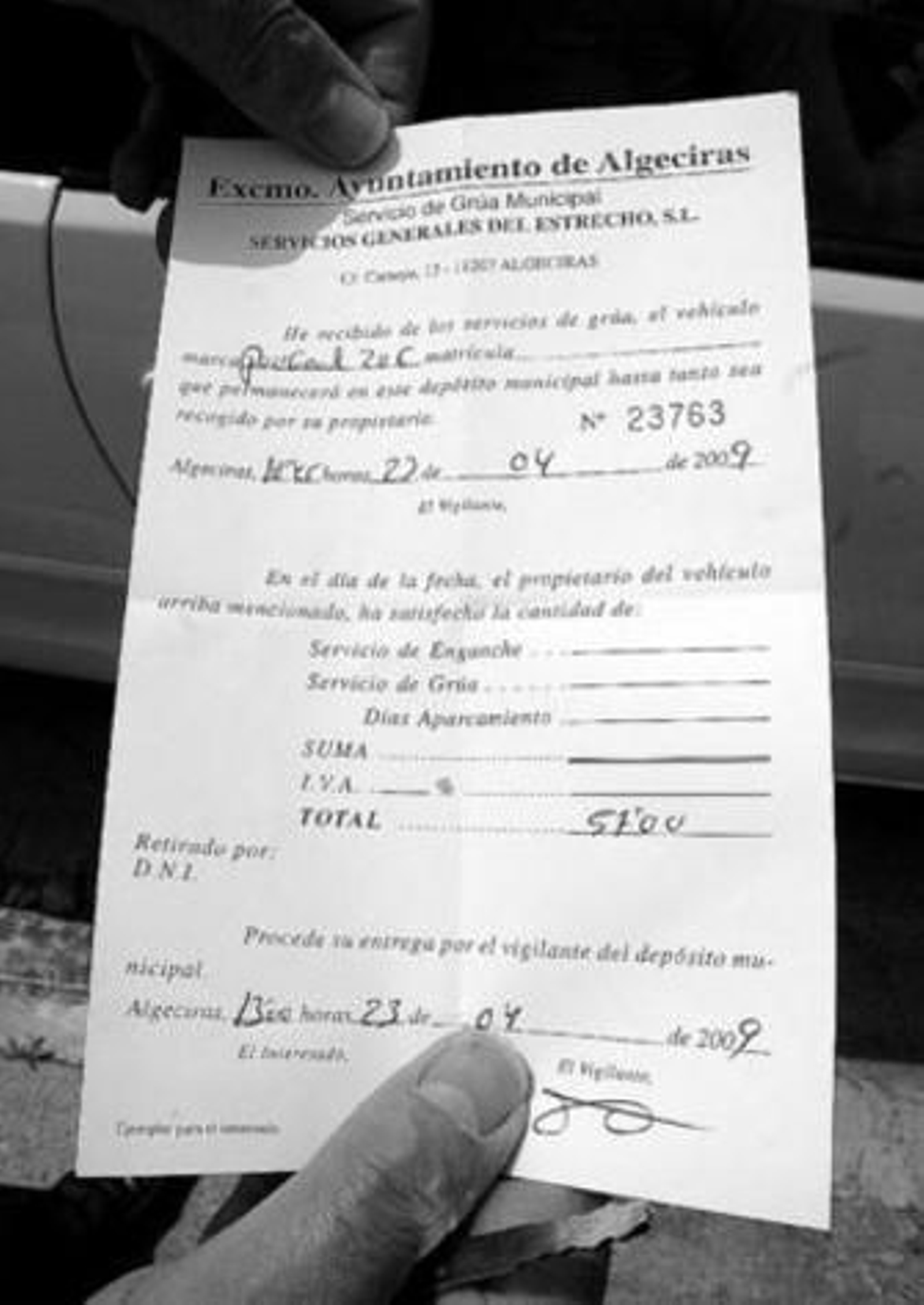 Depósito de la grúa, en Cortijo Real.