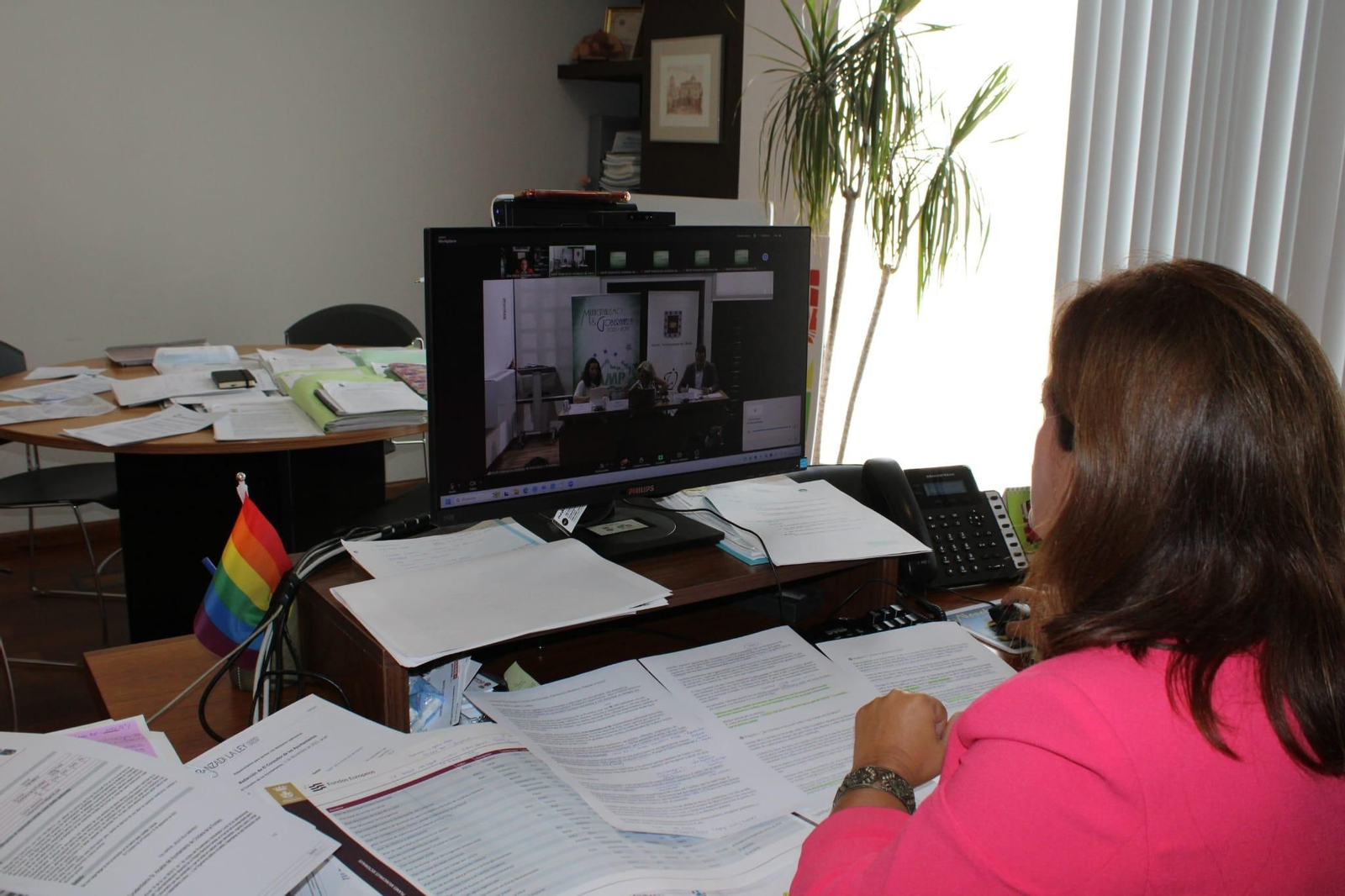 Ana González, en un momento de la reunión.