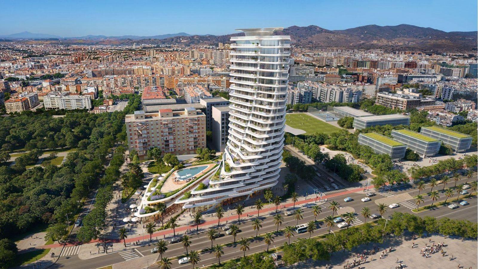 Torre de Zaha Hadid y ordenación de El Bulto propuesta por Sierra Blanca. Torre de Zaha Hadid y ordenación de El Bulto propuesta por Sierra Blanca.