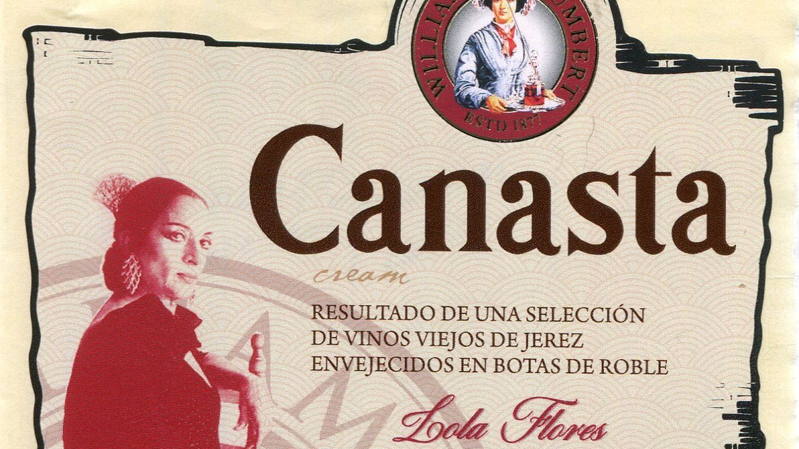 Etiqueta de Williams&Humbert dedicada a Lola Flores.