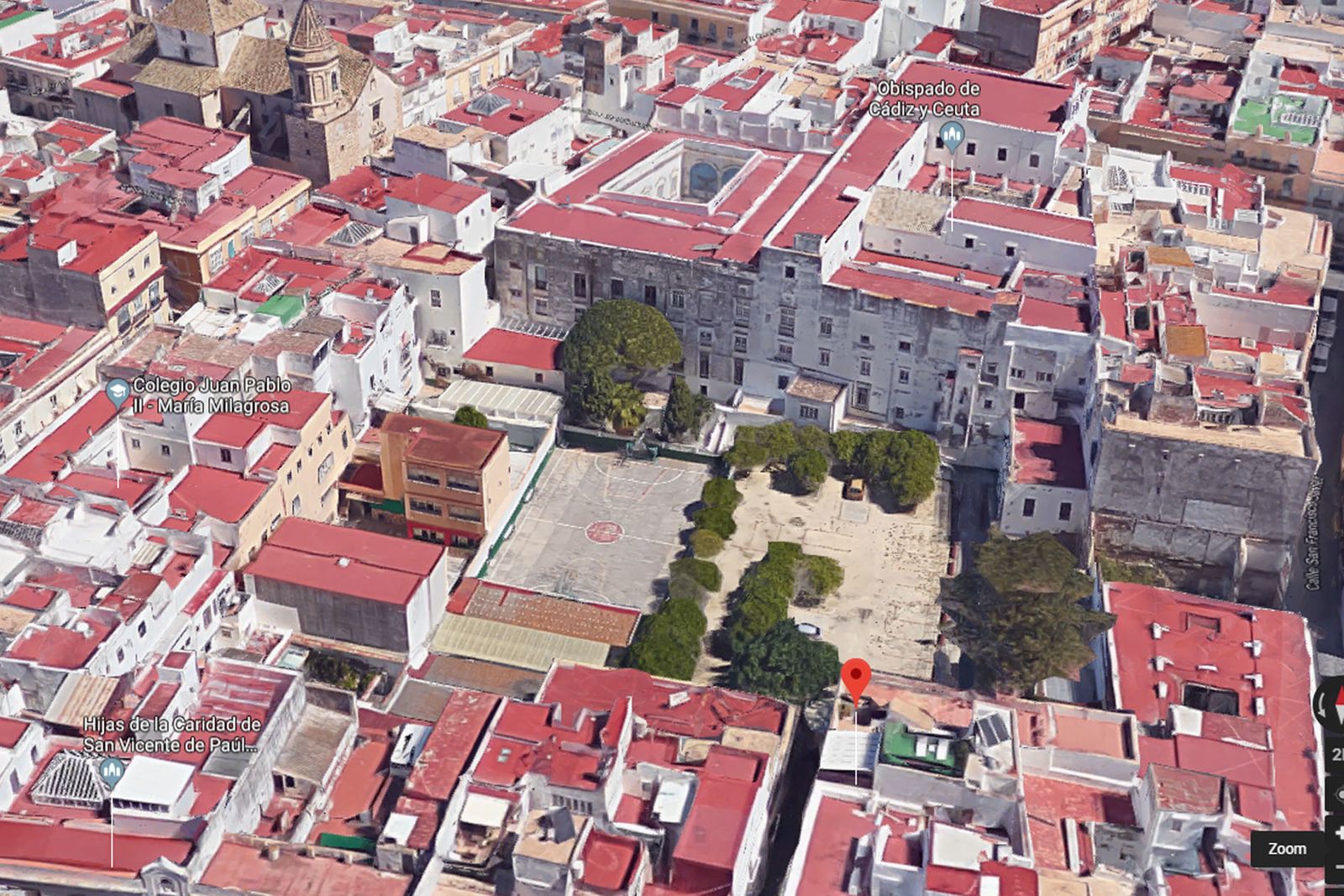 Imagen aérea de la parte trasera del Hospital de Mujeres