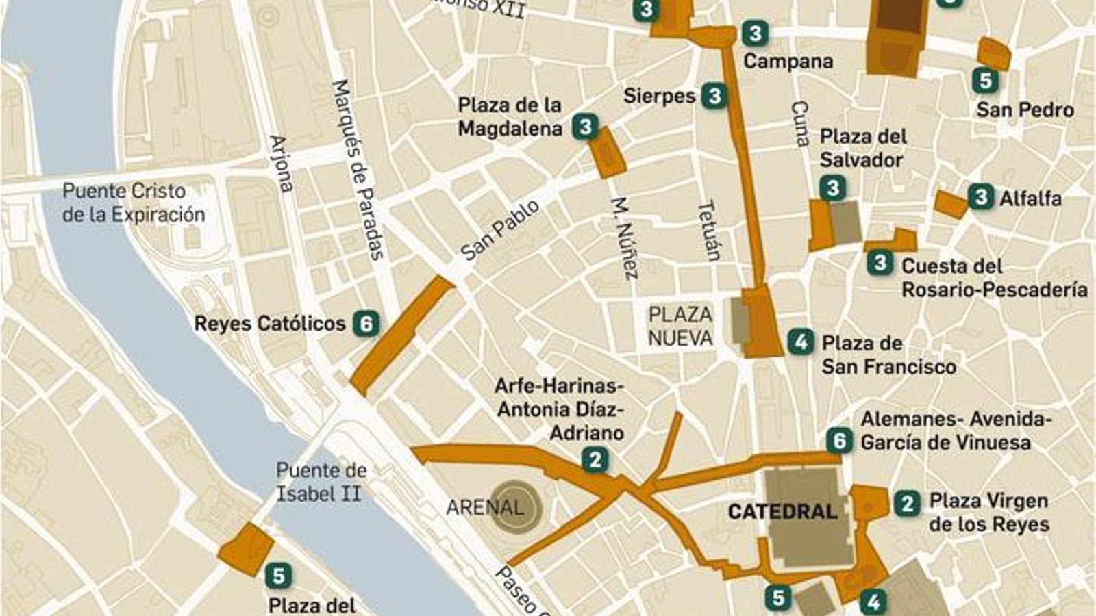 Lugares donde reinstalarán las balizas. Fuente: Iurban.es