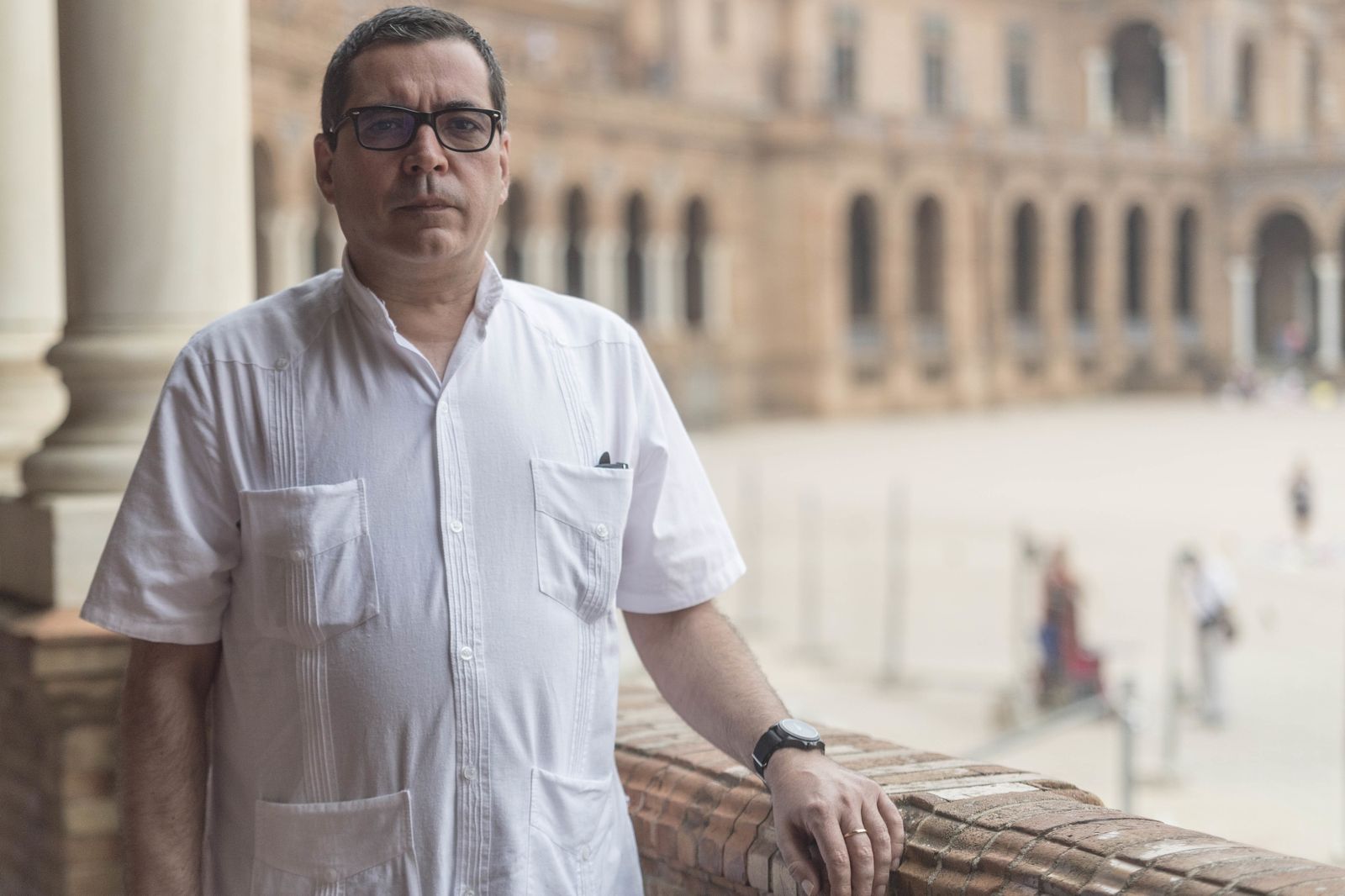 Carlos Vázquez, en la plaza de España.