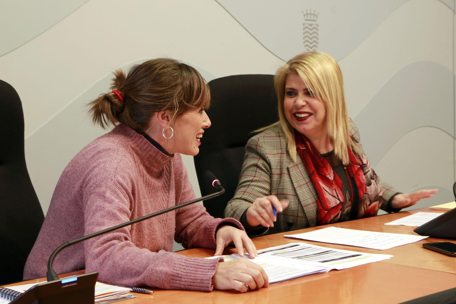 Laura Álvarez y Mamen Sánchez, durante su comparecencia este jueves en el Ayuntamiento.