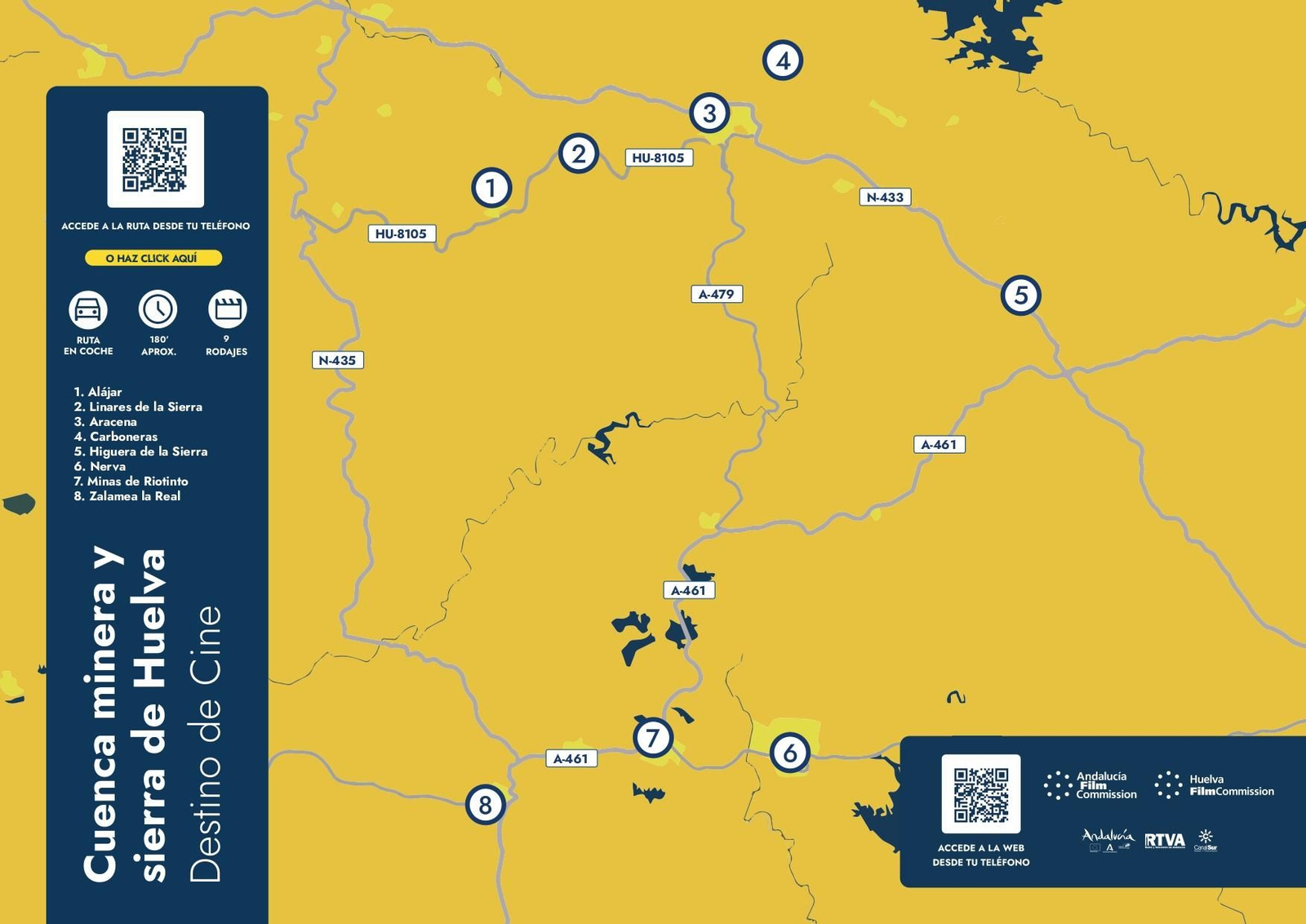 Mapa de la Sierra donde se han rodado películas.