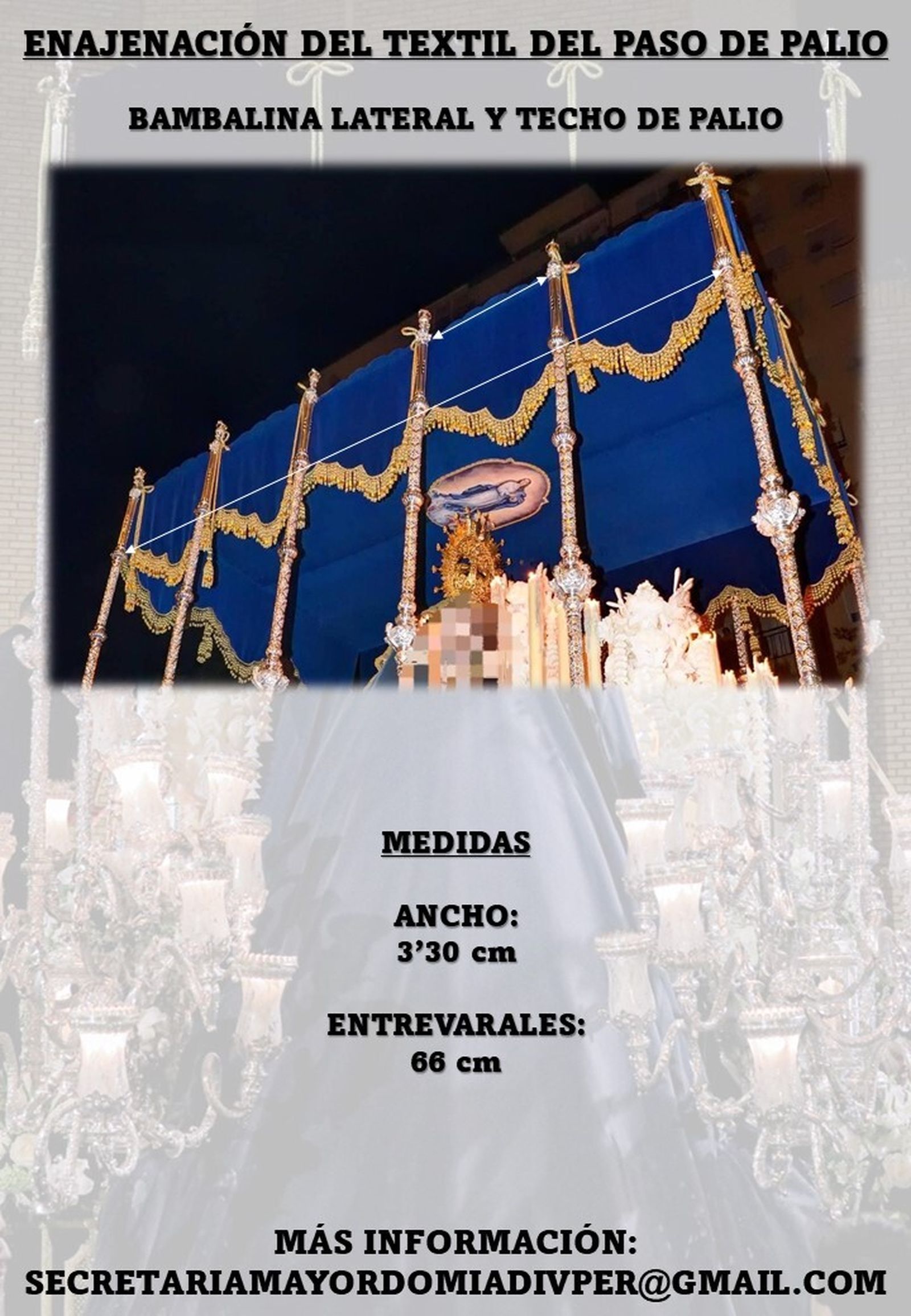 Información sobre bambalinas laterales y techo de palio